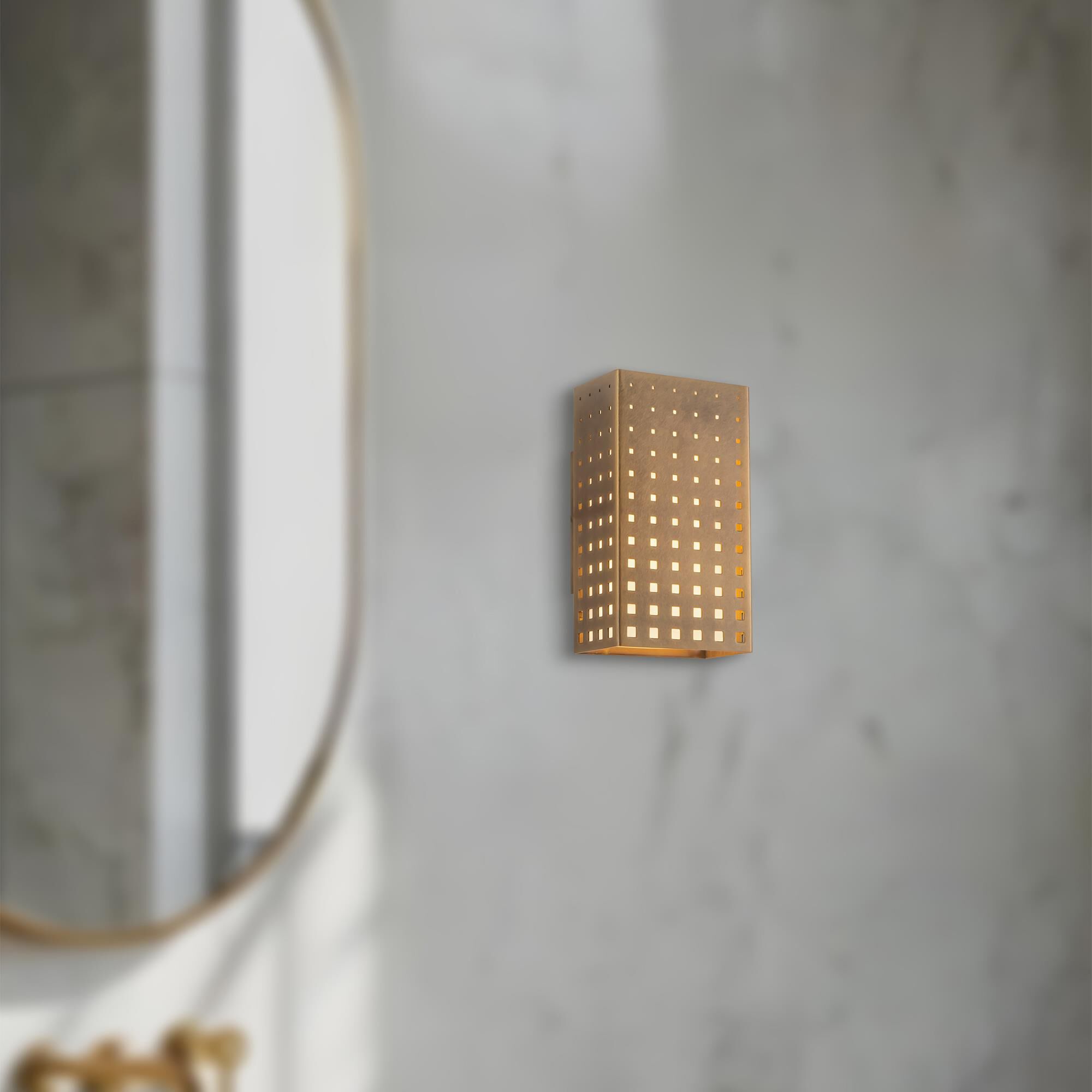 Shown in Vintage Brass finish and Clear Exterior Opal Interior glass
