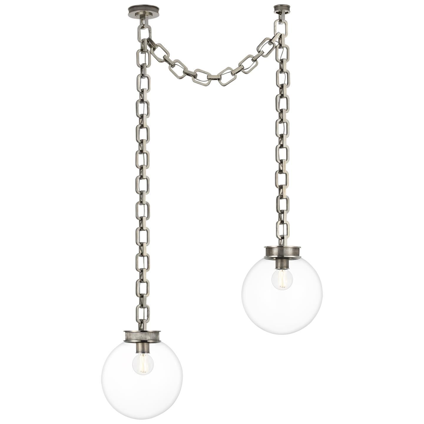 Shown in Pewter finish and Clear glass