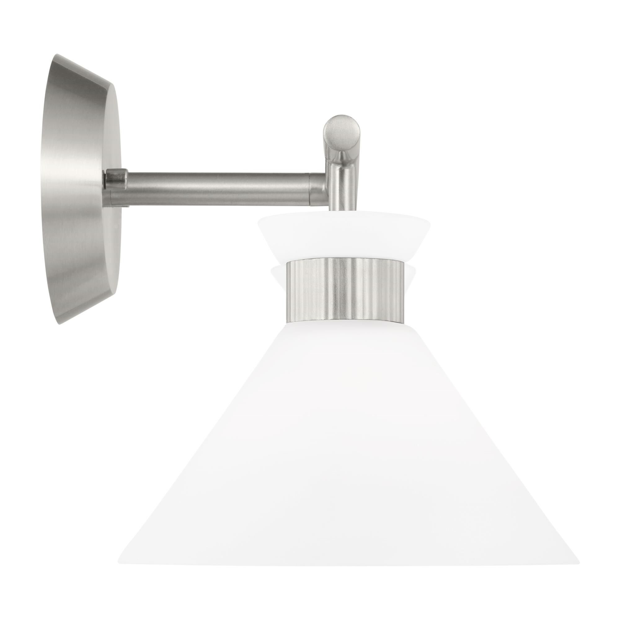 Shown in Brushed Steel finish and Etched White glass