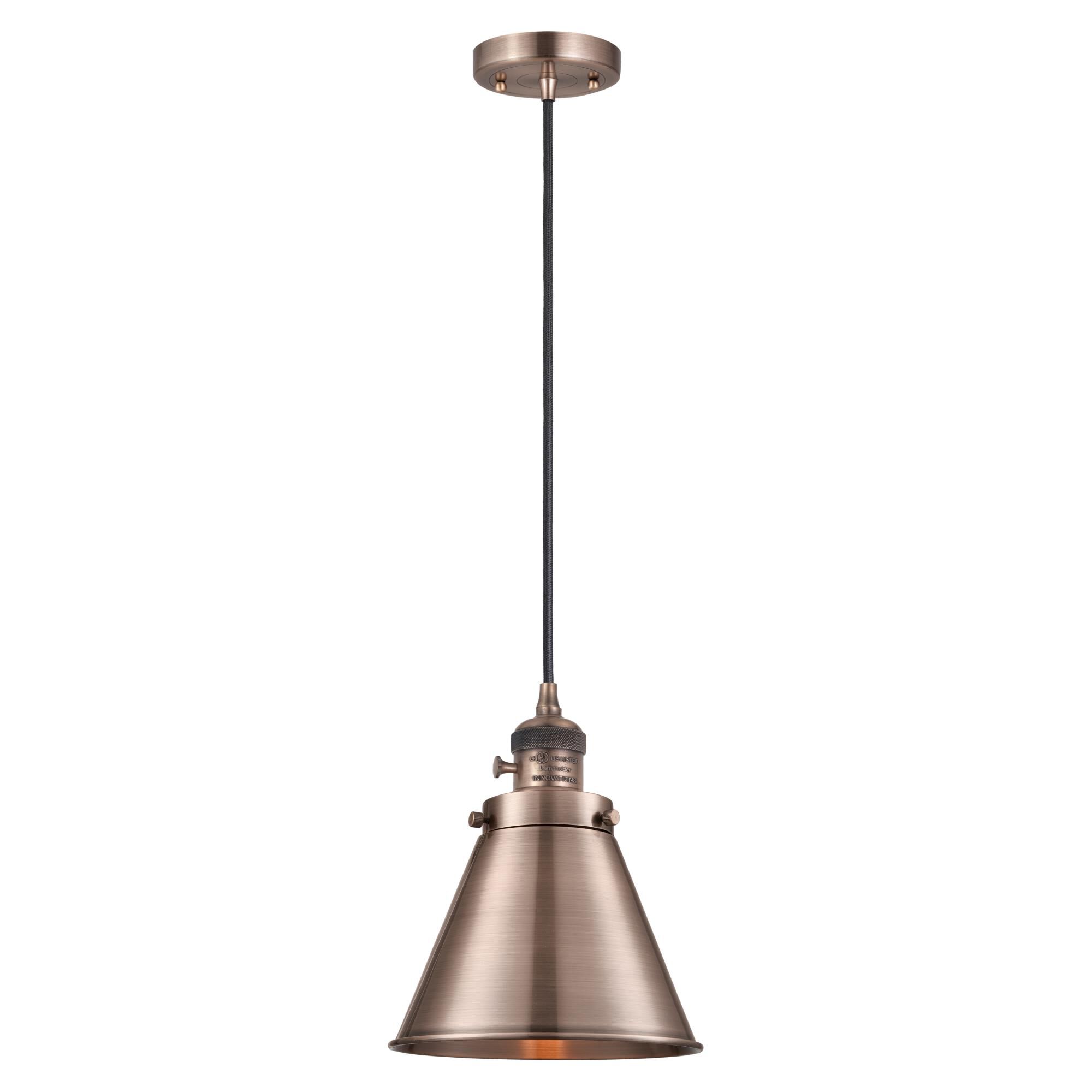 Shown in Antique Copper finish and Antique Copper shade