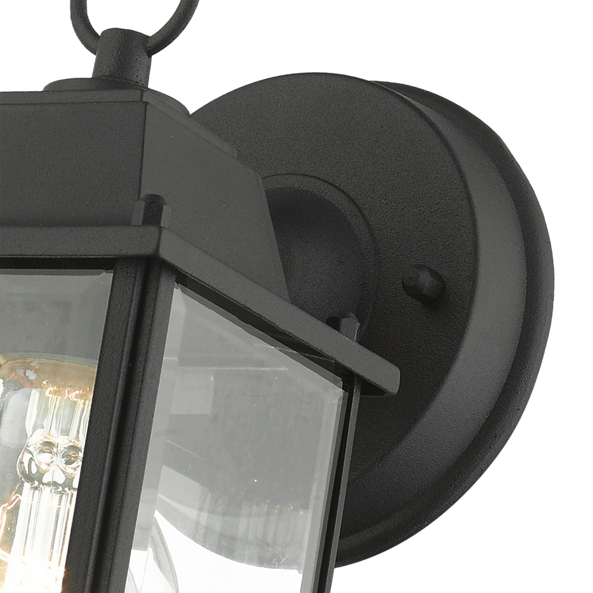 Shown in Textured Black finish and Clear Beveled glass and Clear Beveled Glass shade