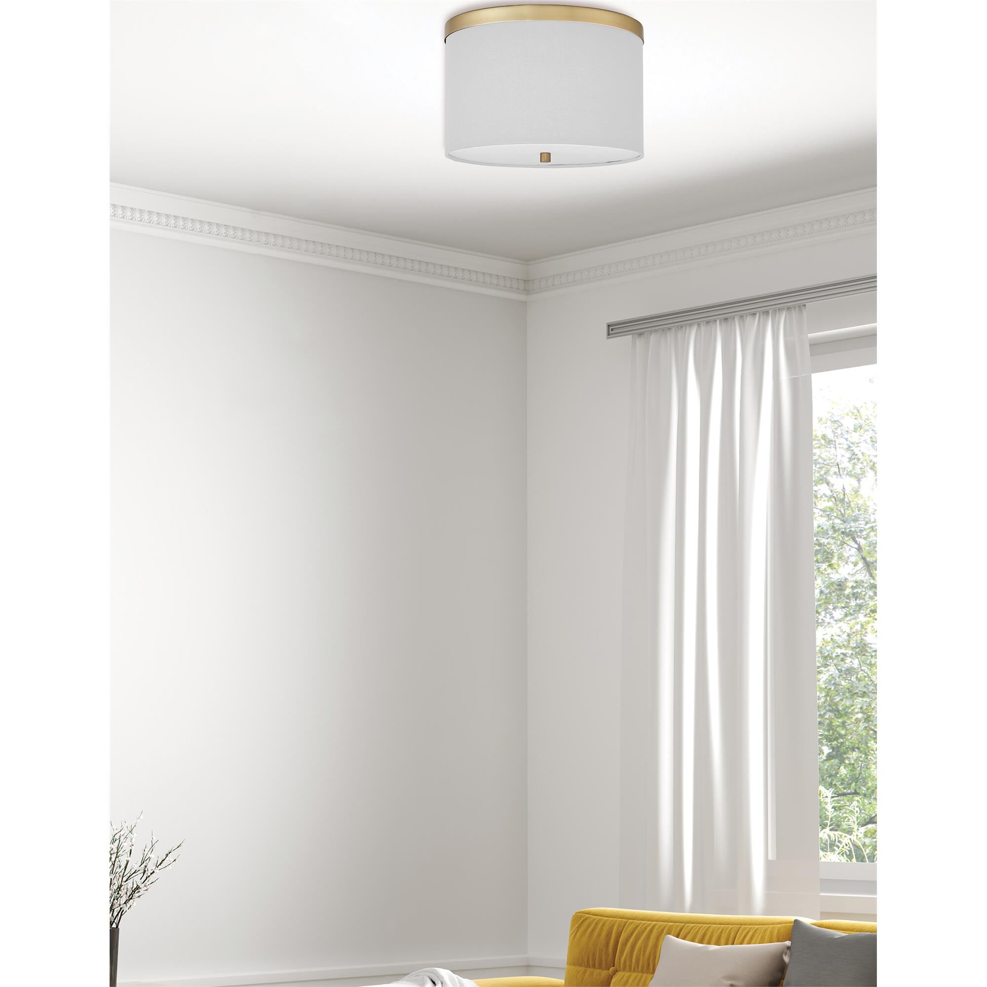 Shown in Aged Brass finish and White shade