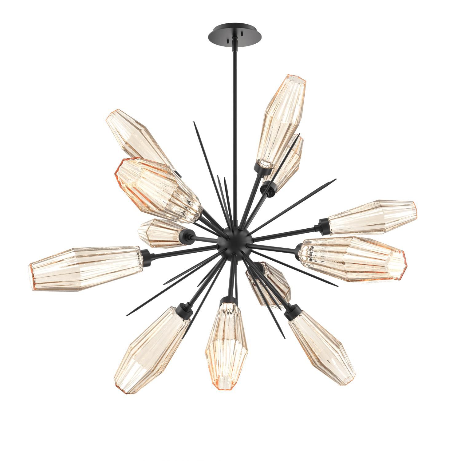 Shown in Matte Black finish and Optic Rib Amber glass