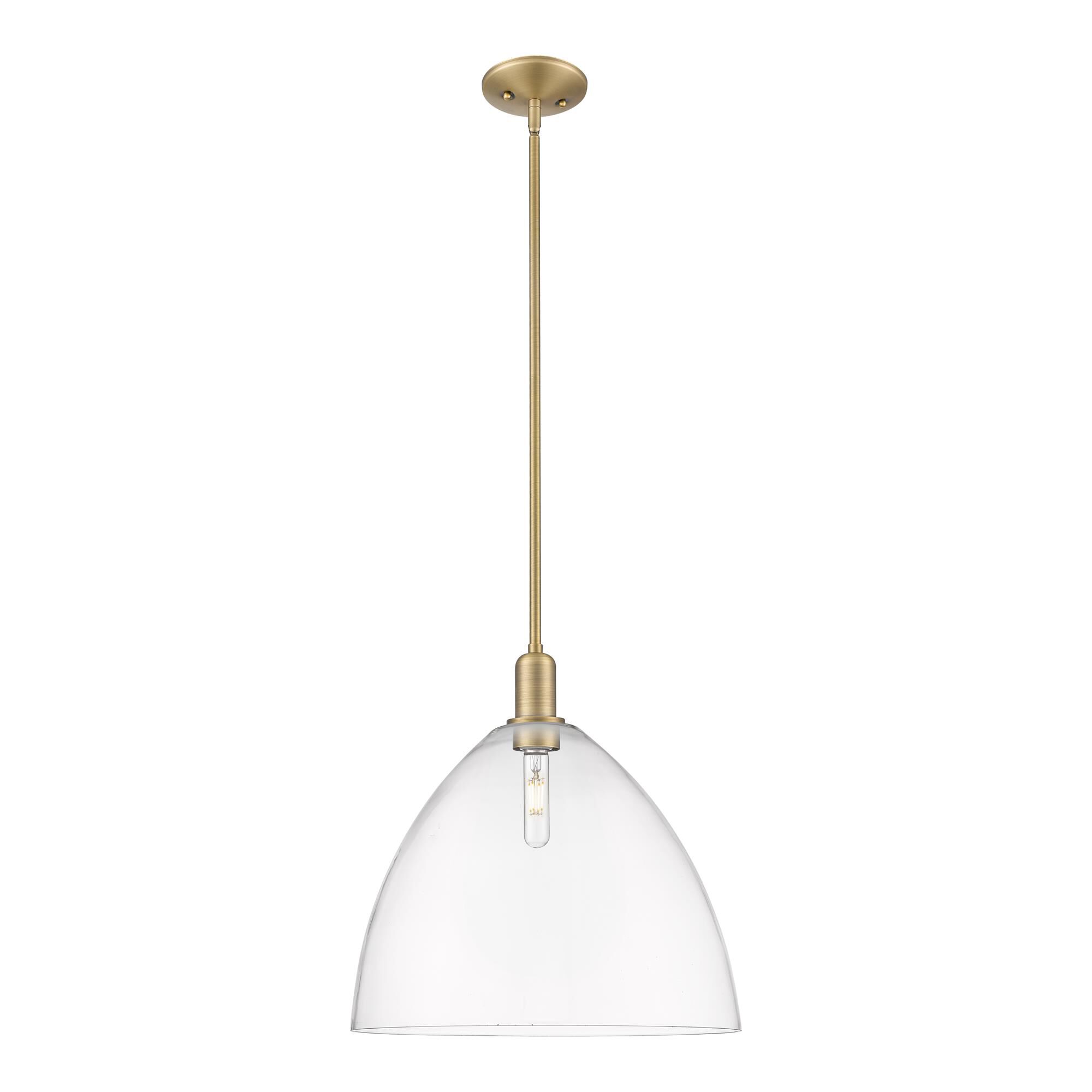 Shown in Brushed Brass finish and Clear glass