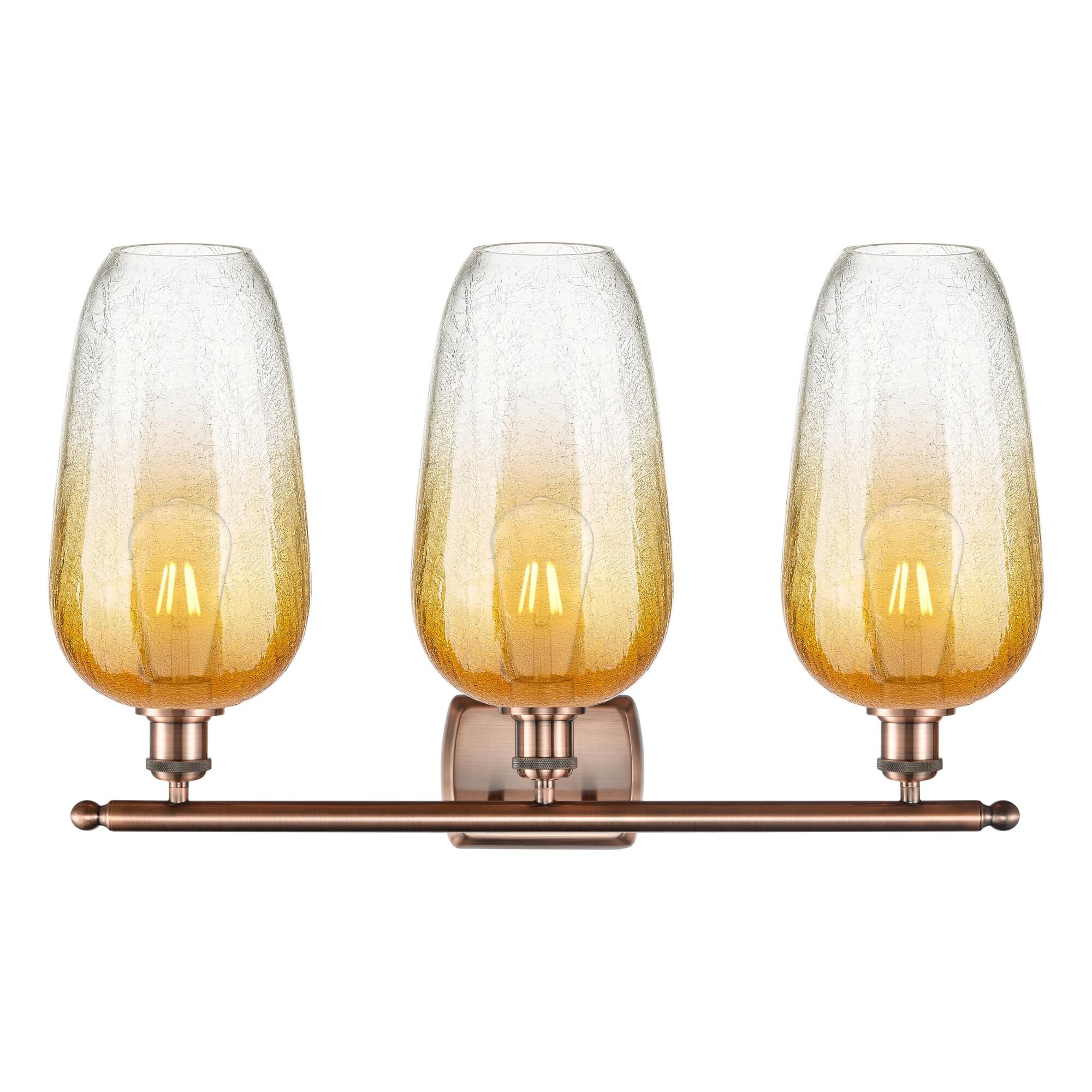 Shown in Antique Copper finish and Amber glass