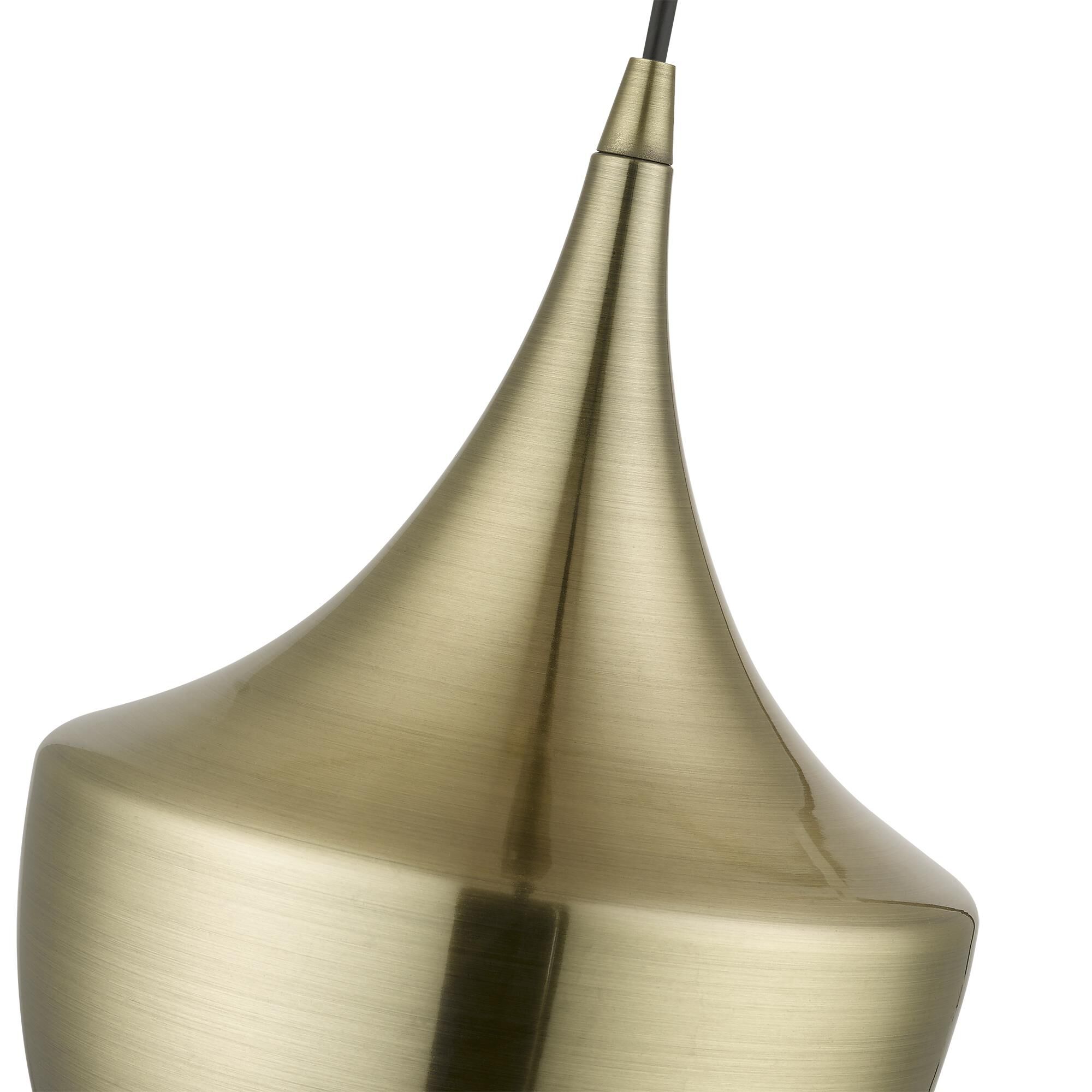 Shown in Antique Brass finish and Antique Brass with White Inside shade