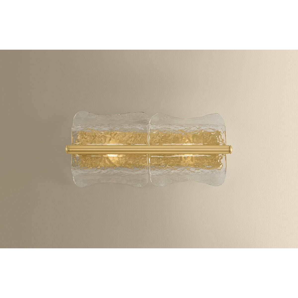 Shown in Aged Brass finish and Clear Optic glass