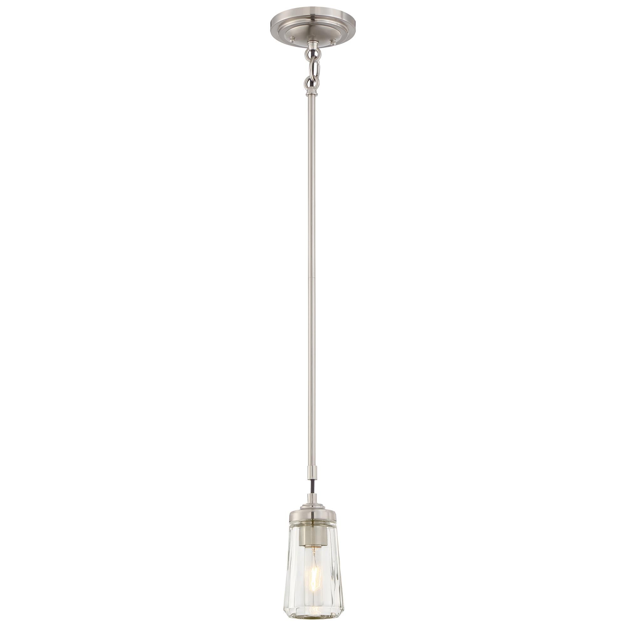 Shown in Brushed Nickel finish and Clear glass