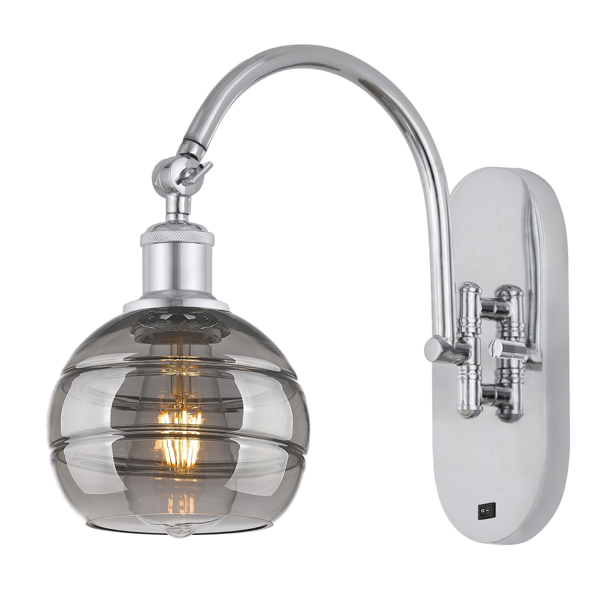 Shown in Polished Chrome finish and Light Smoke glass