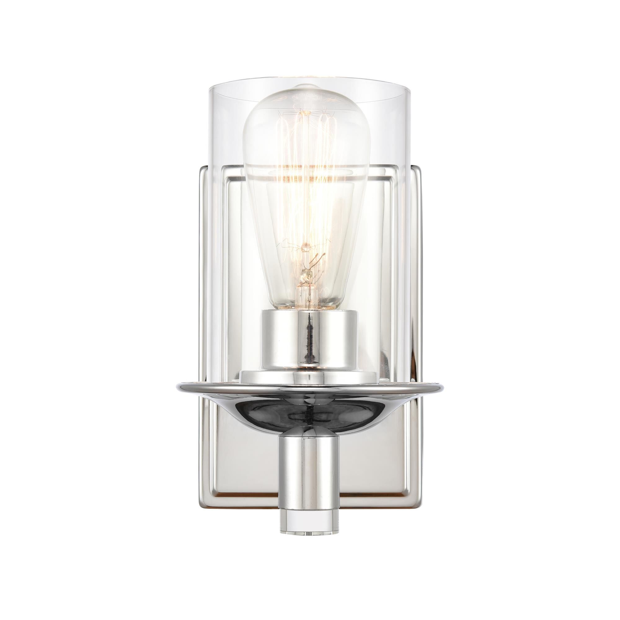 Shown in Polished Chrome finish and Clear Manhattan glass and None shade