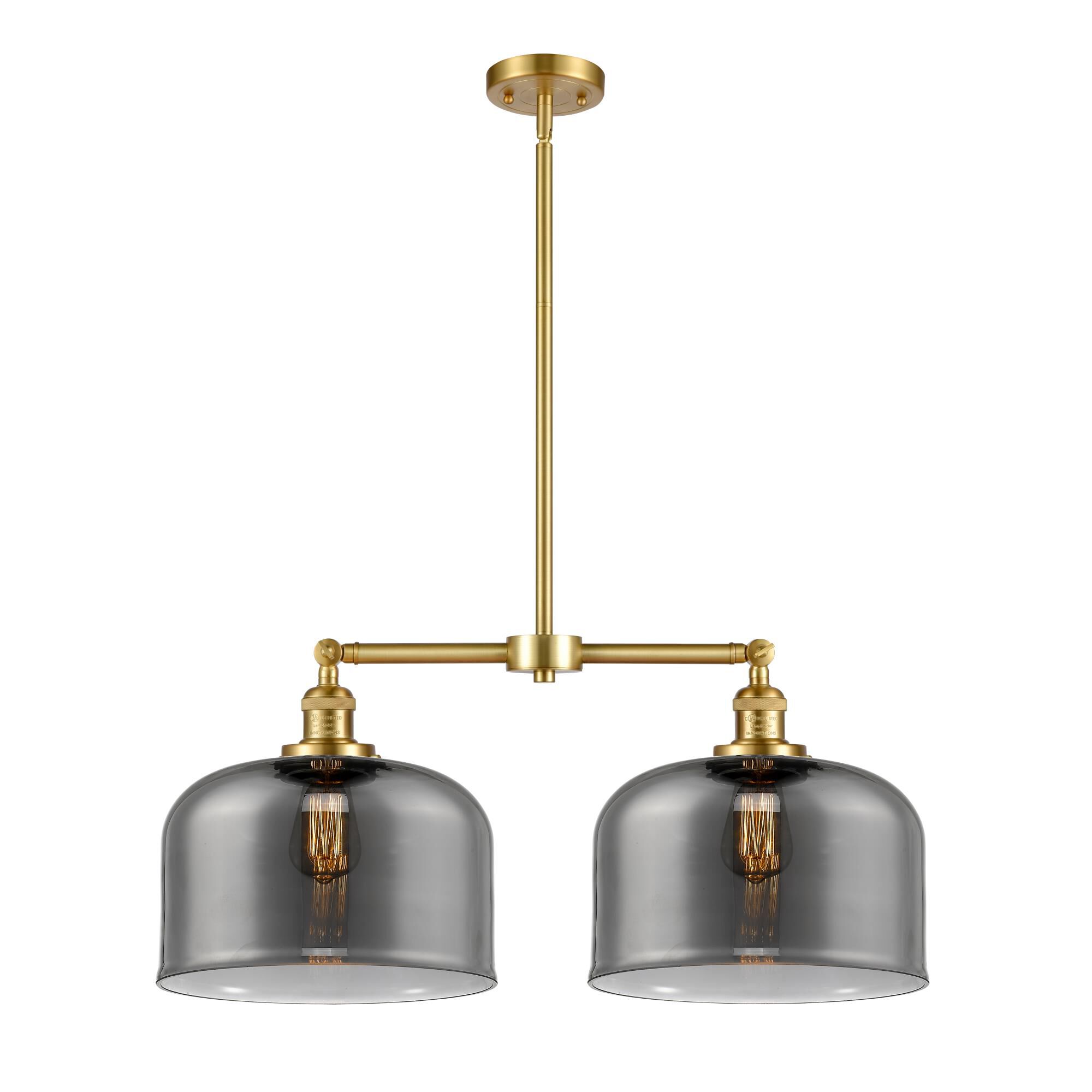 Shown in Satin Gold finish and Plated Smoke X-Large Bell glass