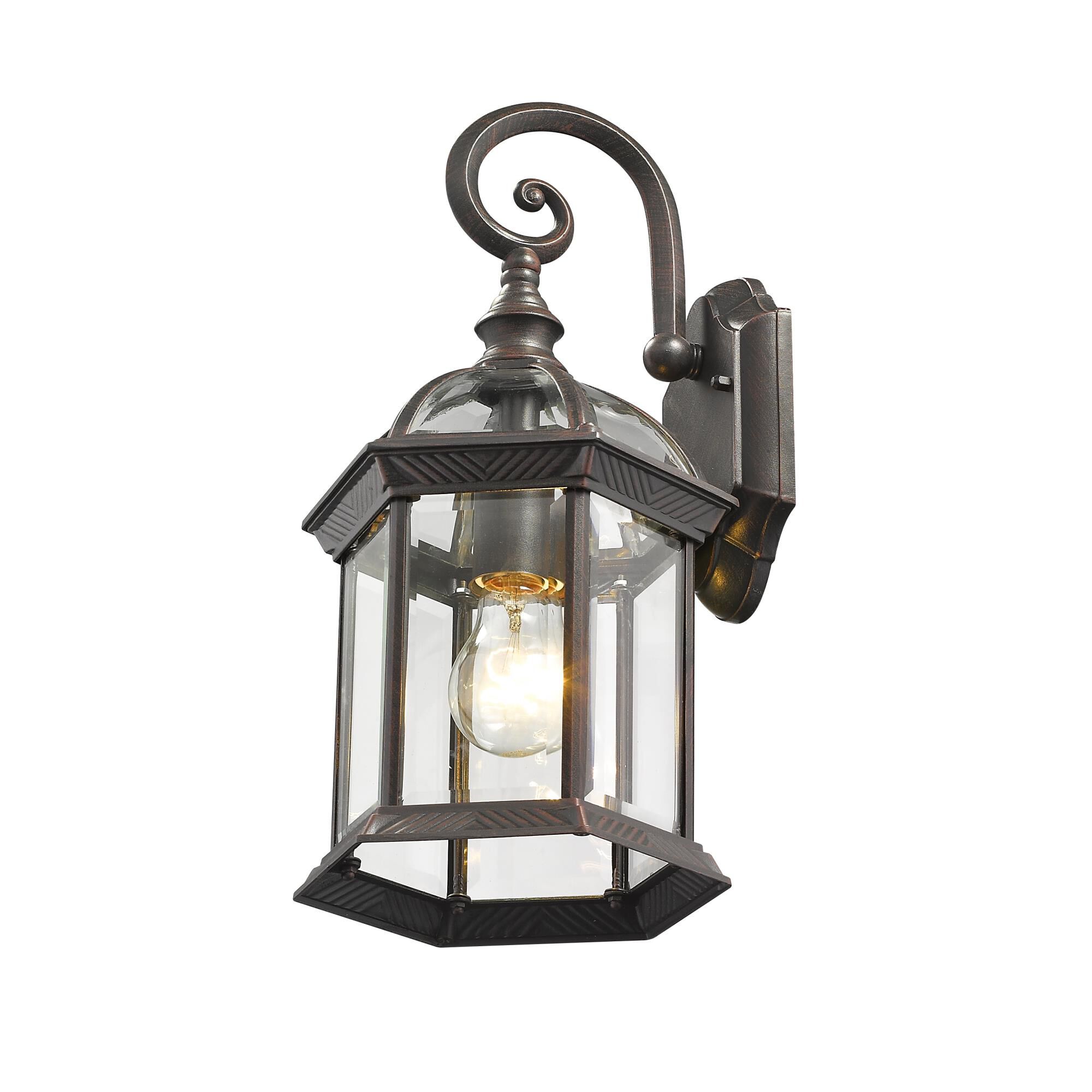 Shown in Rust finish and Glass shade