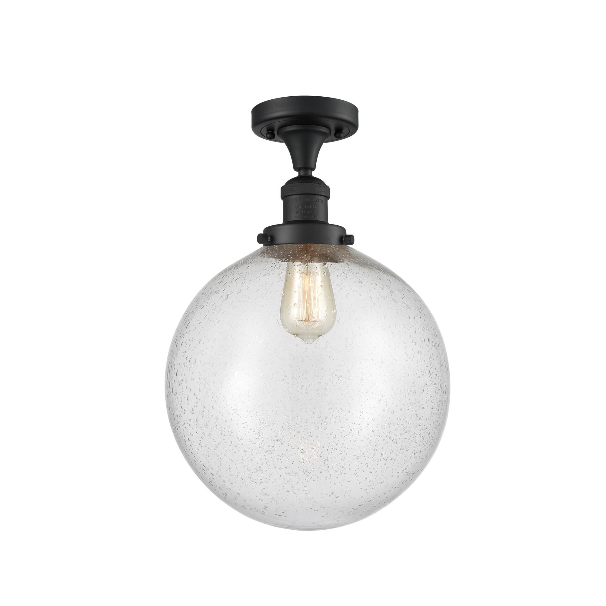 Shown in Matte Black finish and Seedy Beacon glass