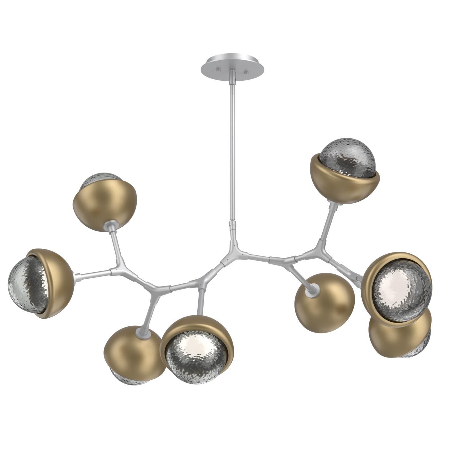 Shown in Classic Silver finish and Smoke glass and Gilded Brass accent