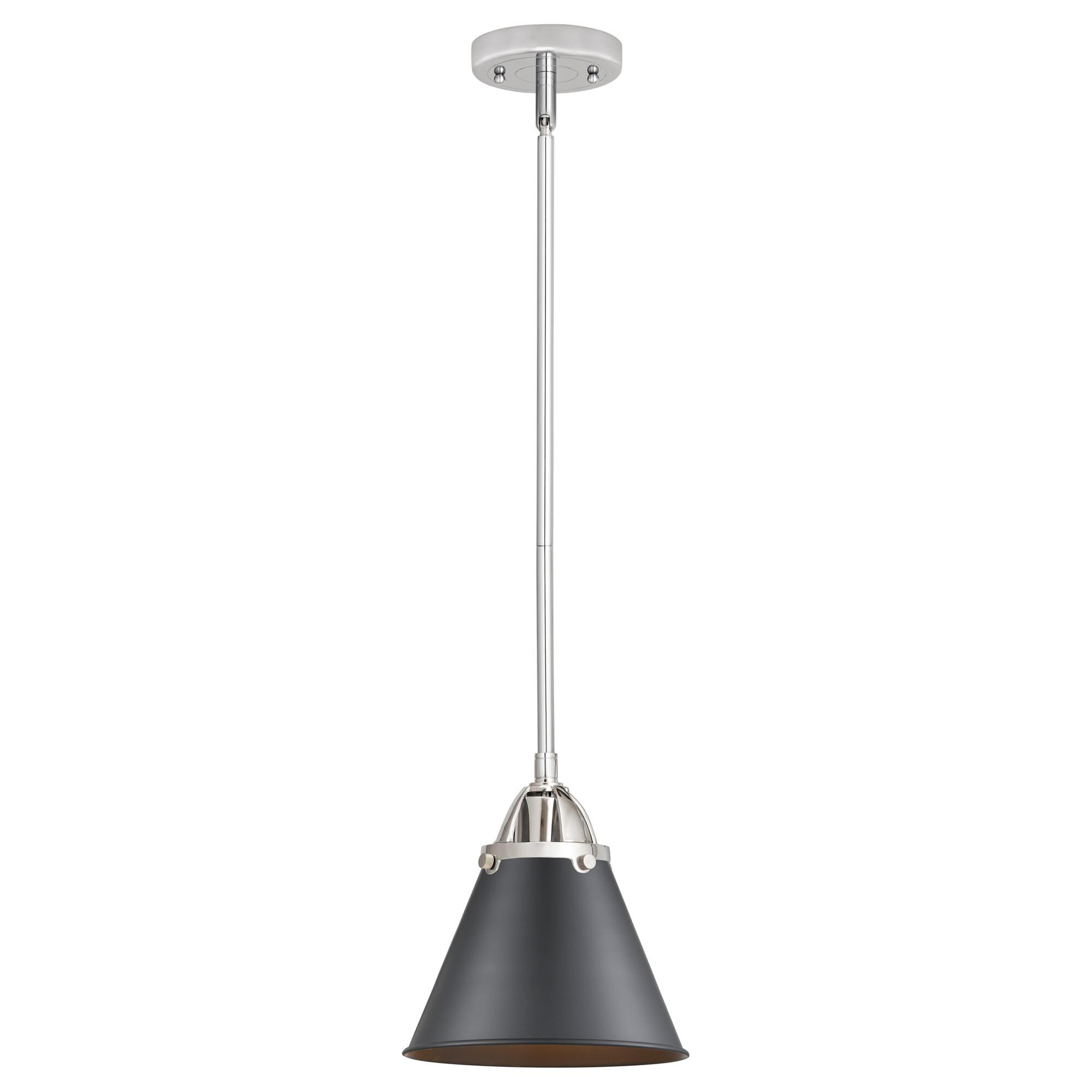 Shown in Polished Chrome finish and No Glass glass and Matte Black Appalachian shade