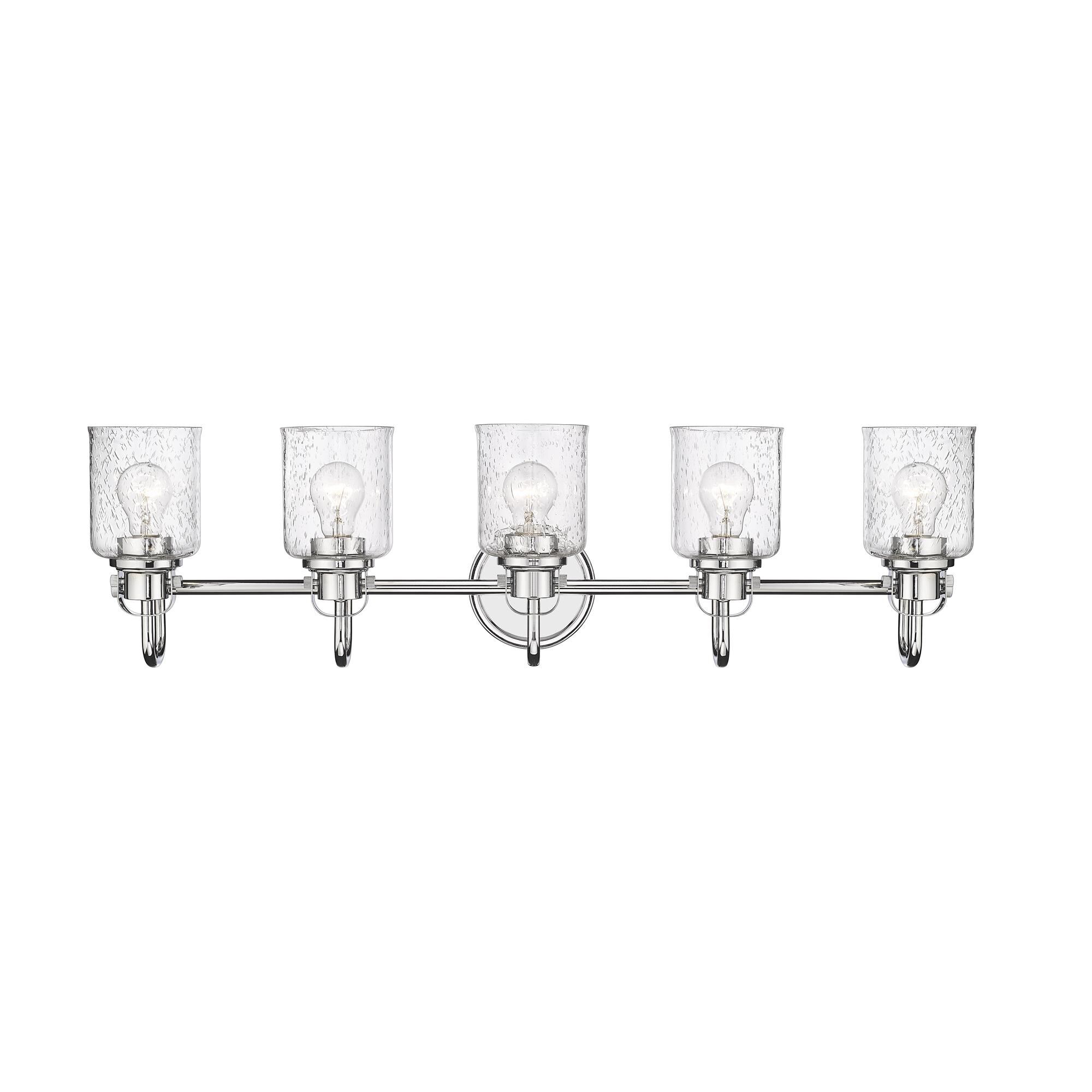 Shown in Chrome finish and Glass shade