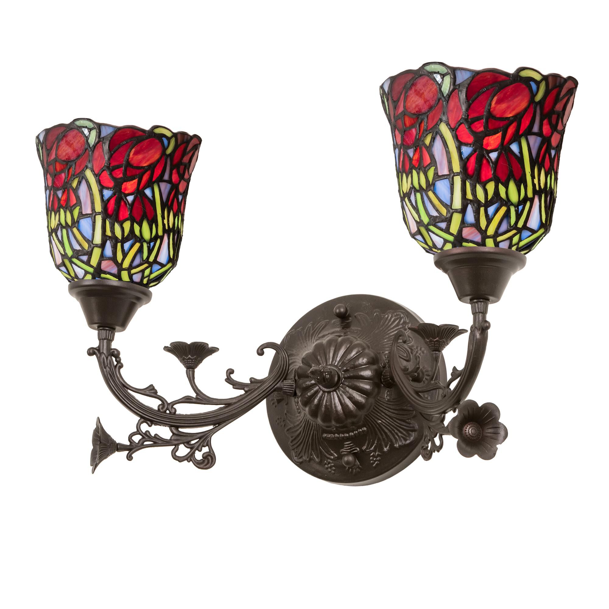 Shown in Bronze Finish finish and Ruby Red-Garden Green glass