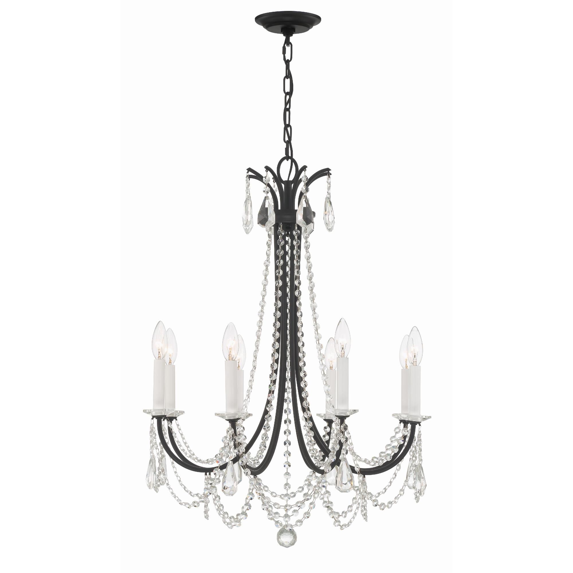 Shown in Matte Black finish and Hand Cut crystal