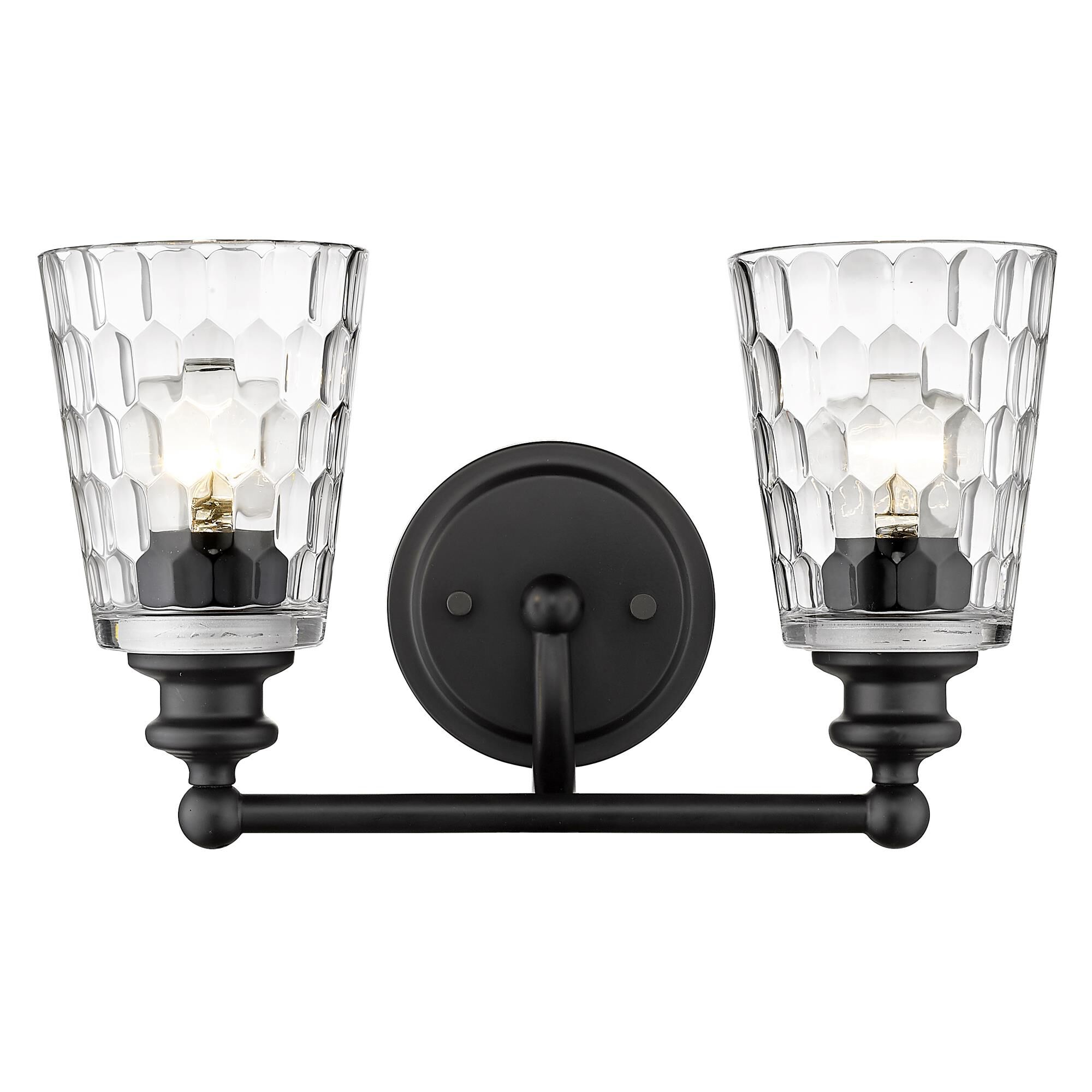 Shown in Matte Black finish and Clear glass and Clear, Optic Cone Shaped Glass shade