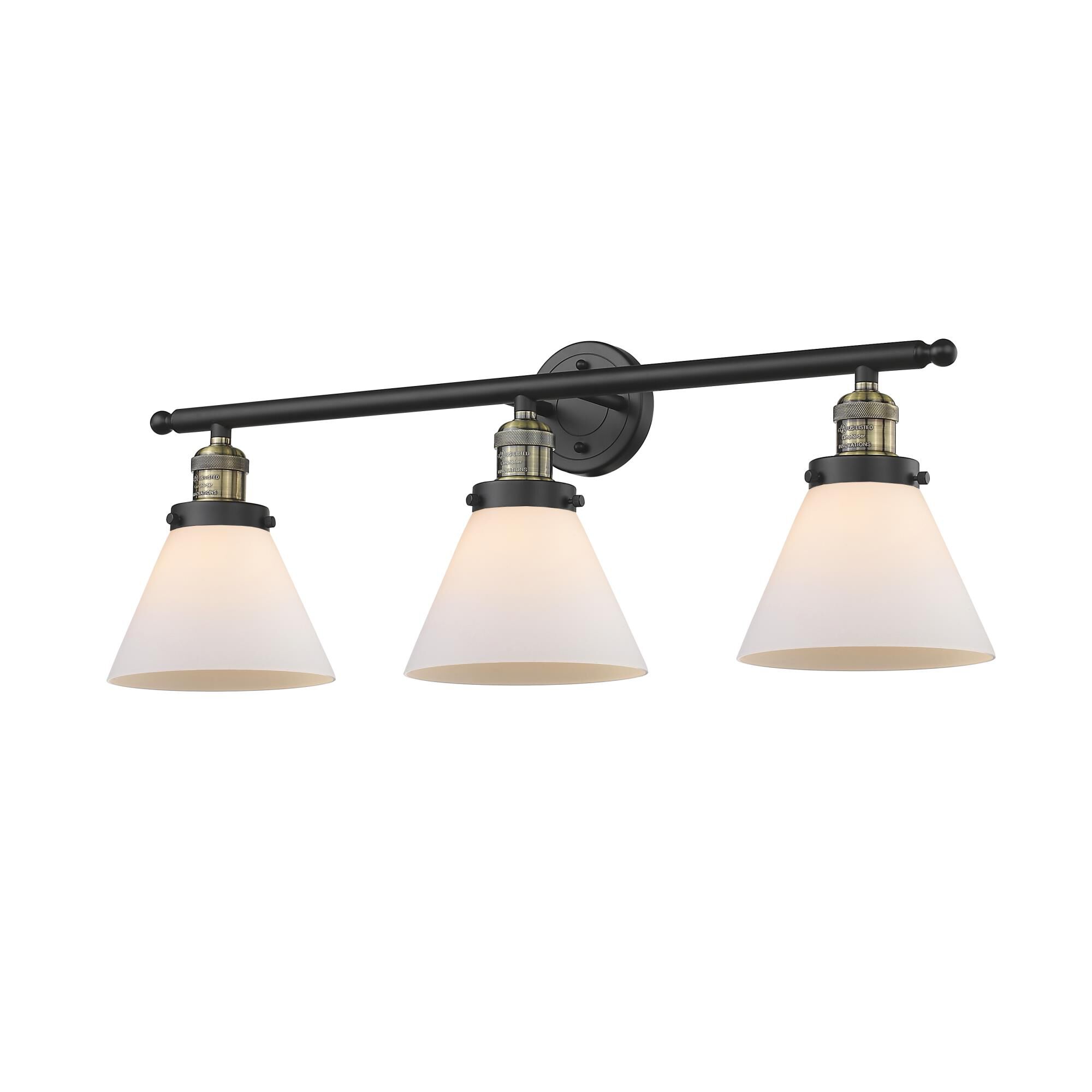 Bruno Marashlian Large Cone 32 Inch 3 Light Bath Vanity Light by Innovations Lighting