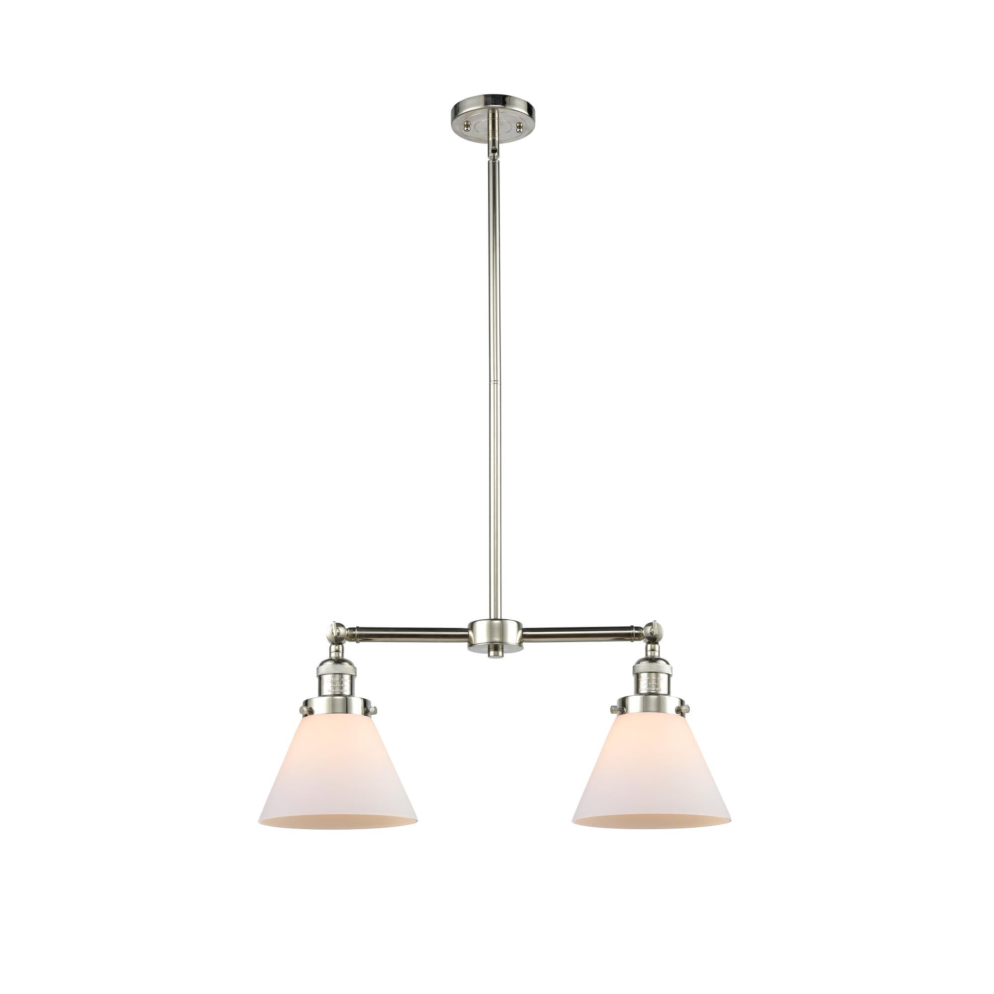 Shown in Polished Nickel finish and Matte White Cased glass