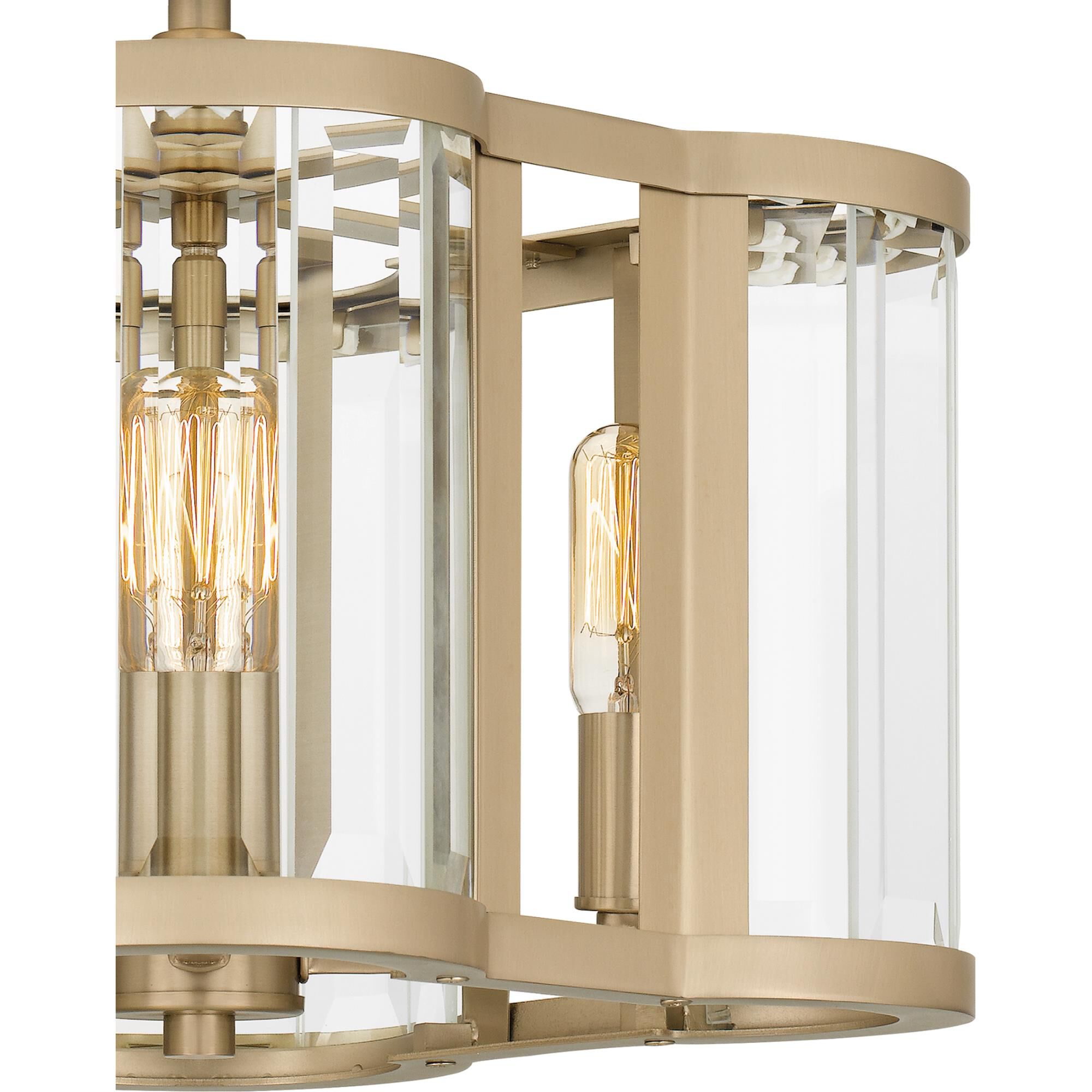 Shown in Bronze Gold finish and Clear Beveled Glass shade