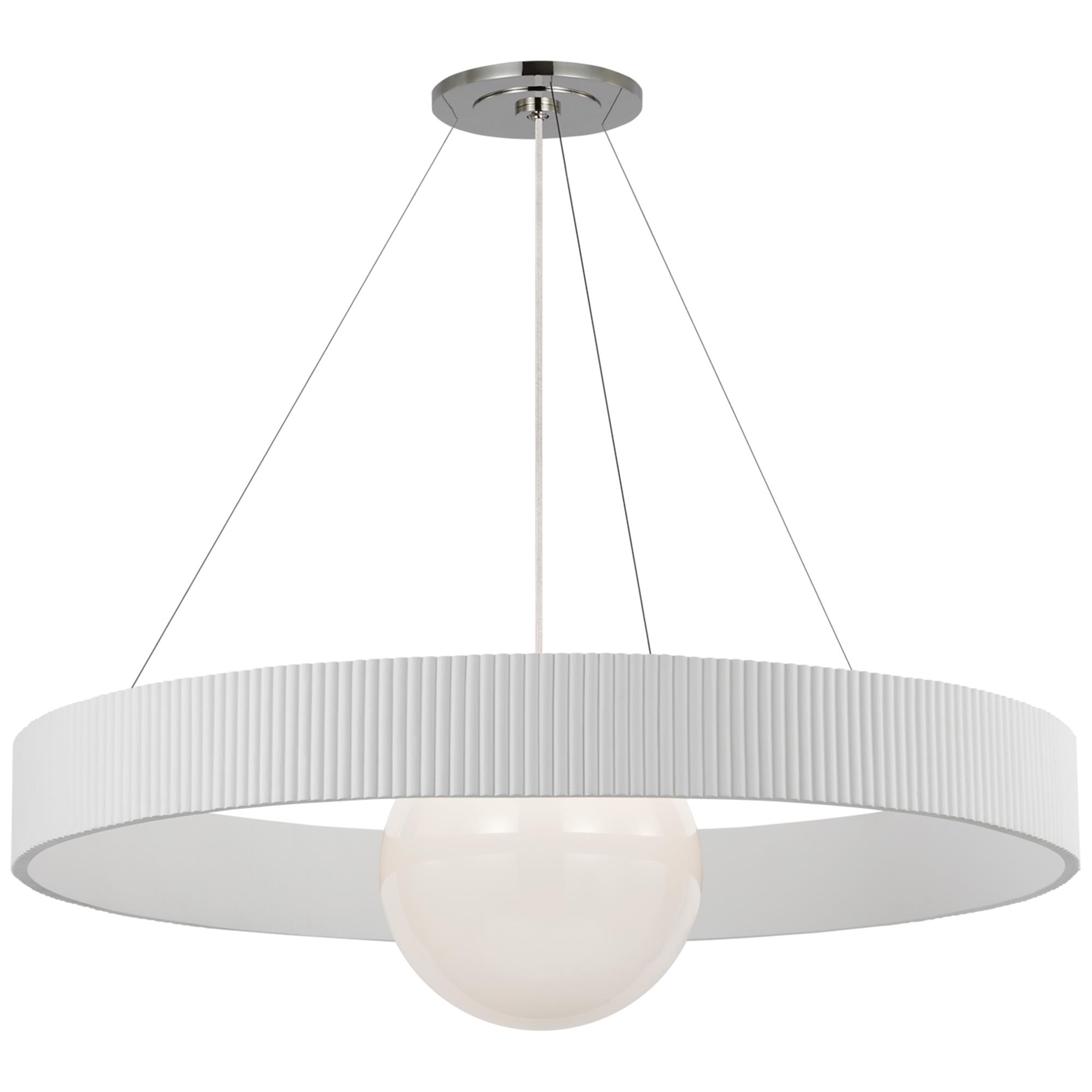 Shown in Polished Nickel and Matte White finish and White glass