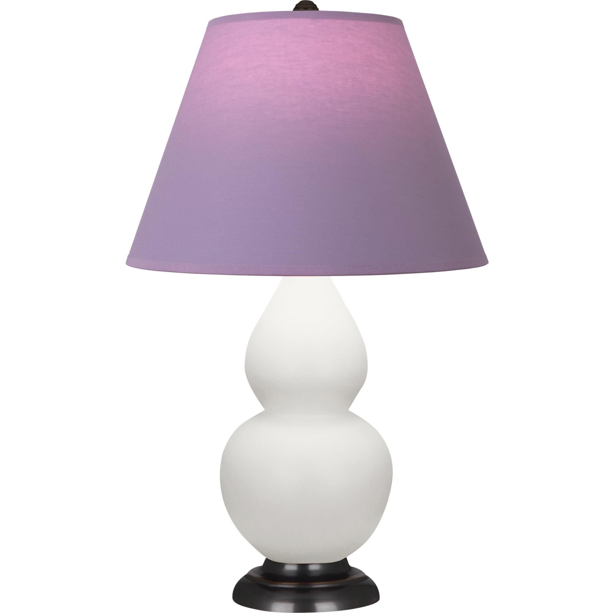 Shown in Matte Lily finish and Lavender and Plum shade and Deep Patina Bronze accent