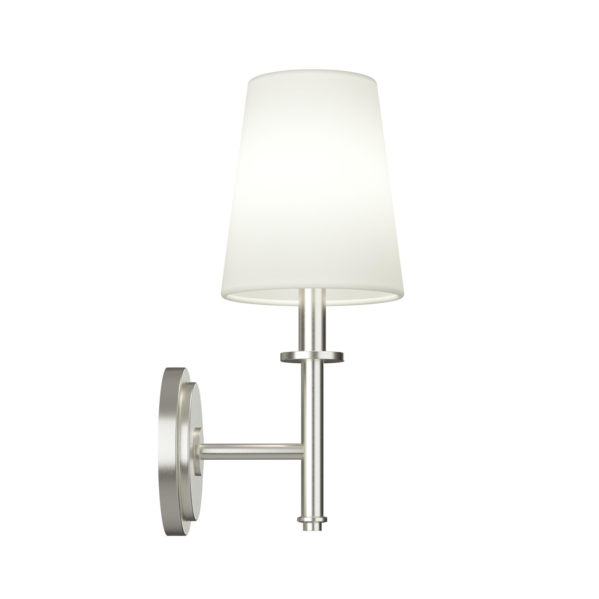 Shown in Brushed Nickel finish and Fabric shade