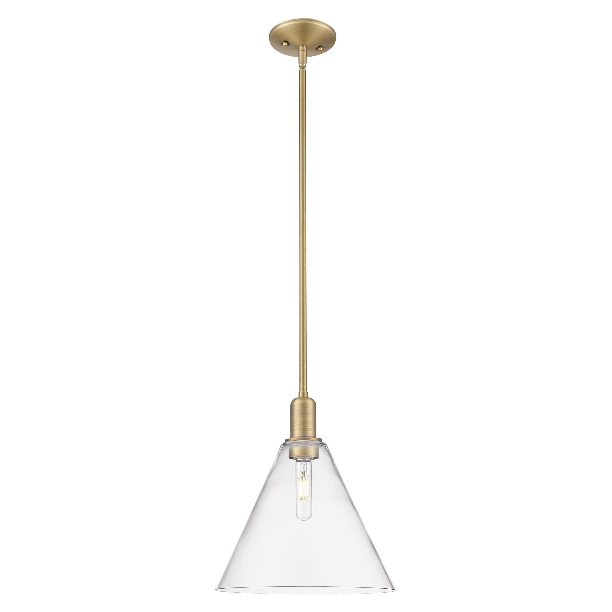 Shown in Brushed Brass finish and Clear glass