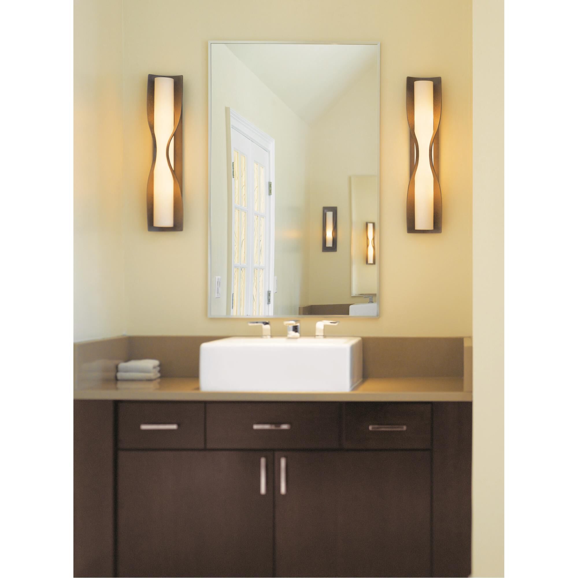 Shown in Dark Smoke finish and Opal  glass