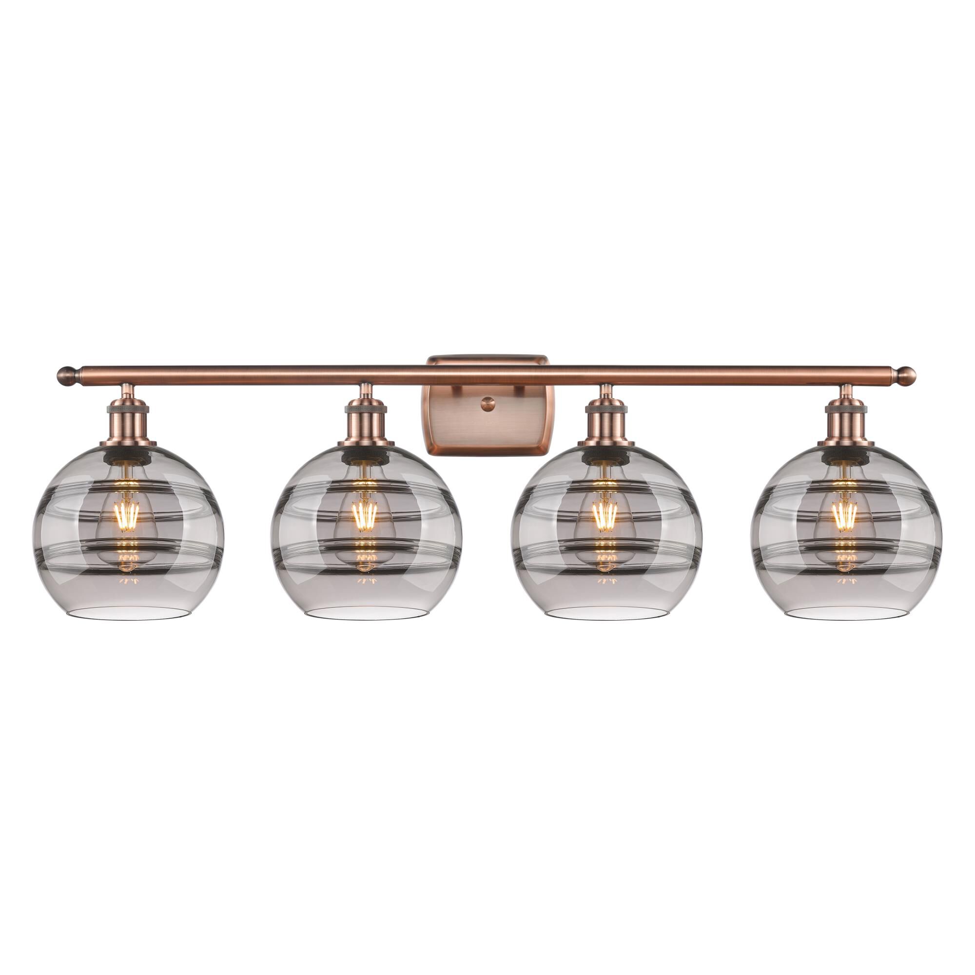 Shown in Antique Copper finish and Light Smoke glass