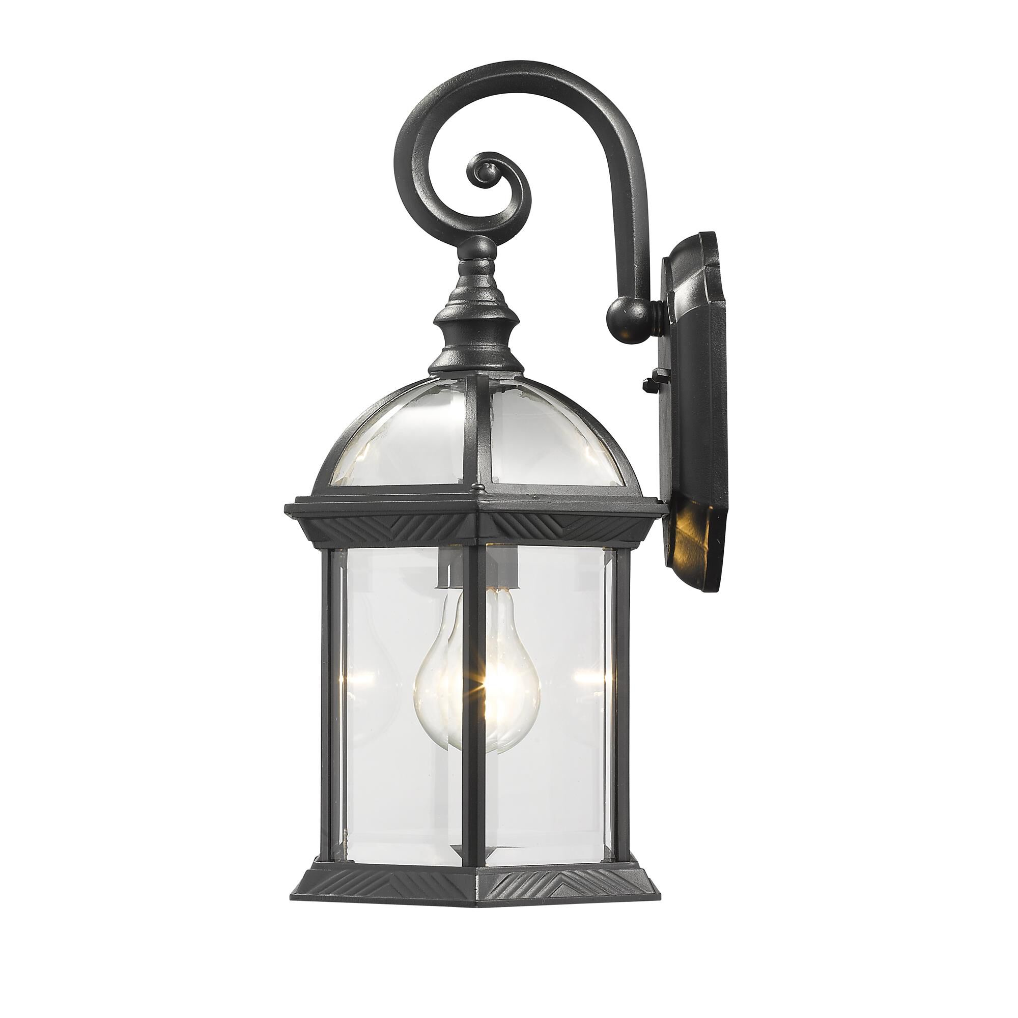 Shown in Black finish and Glass shade