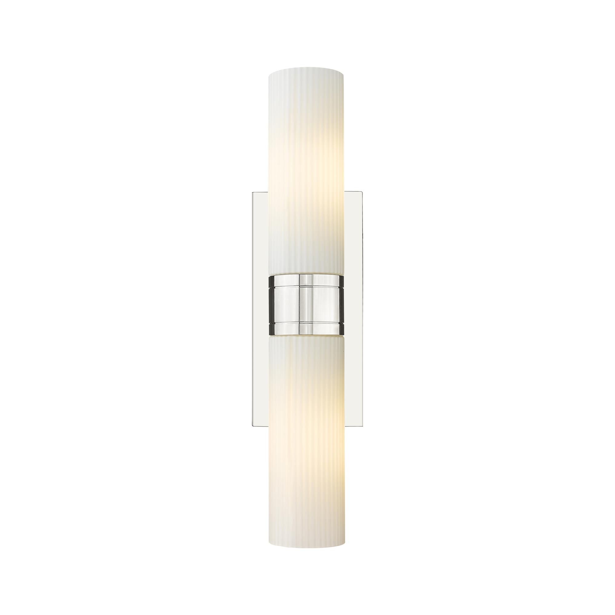 Shown in Polished Nickel finish and Striped White glass