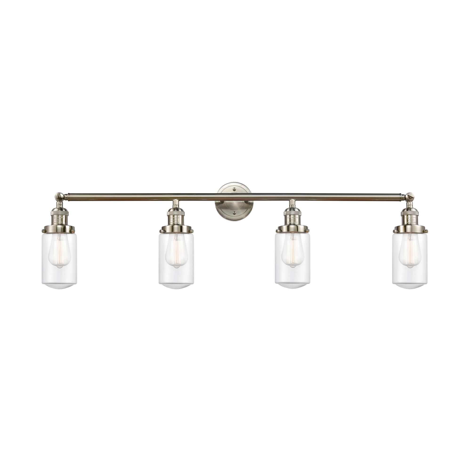 Shown in Brushed Satin Nickel finish and Clear Dover glass