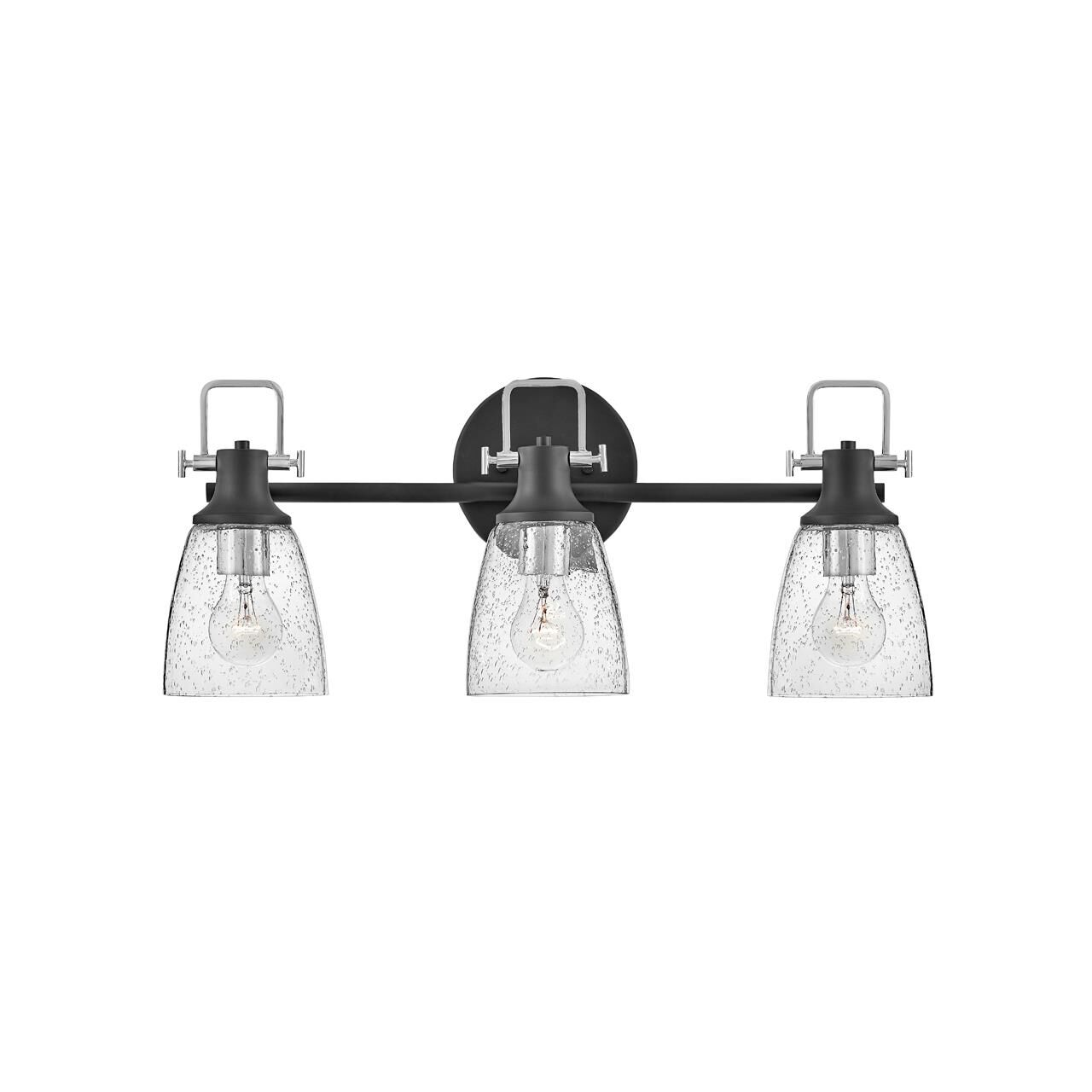 Shown in Black finish and Clear Seedy glass and Chrome accent