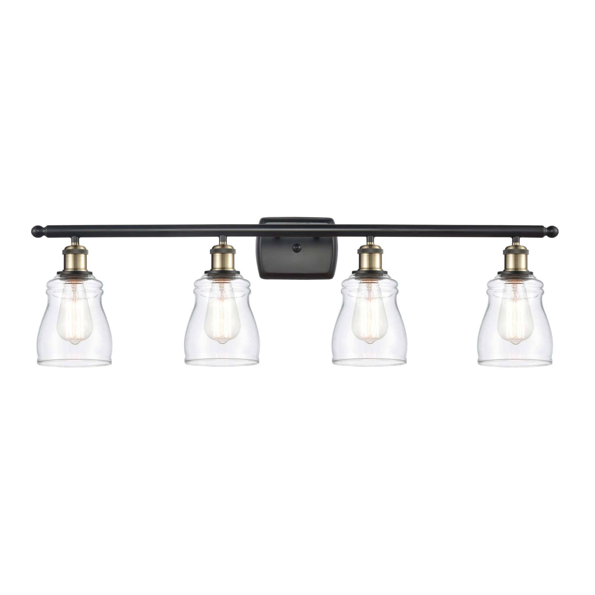 Shown in Black Antique Brass finish and Bell glass and Glass shade