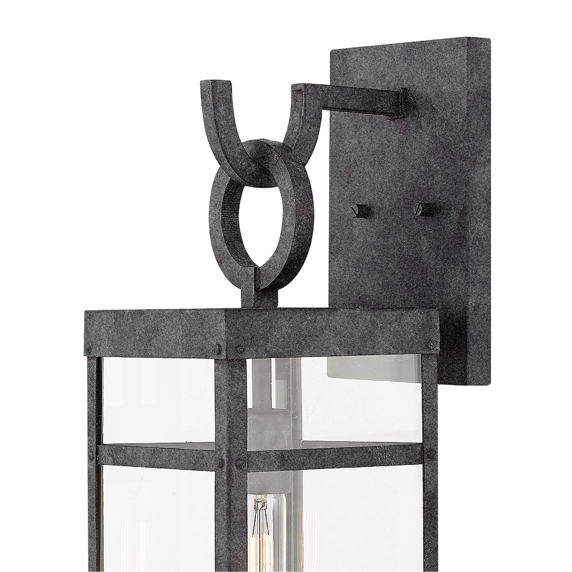 Shown in Aged Zinc finish and Clear glass