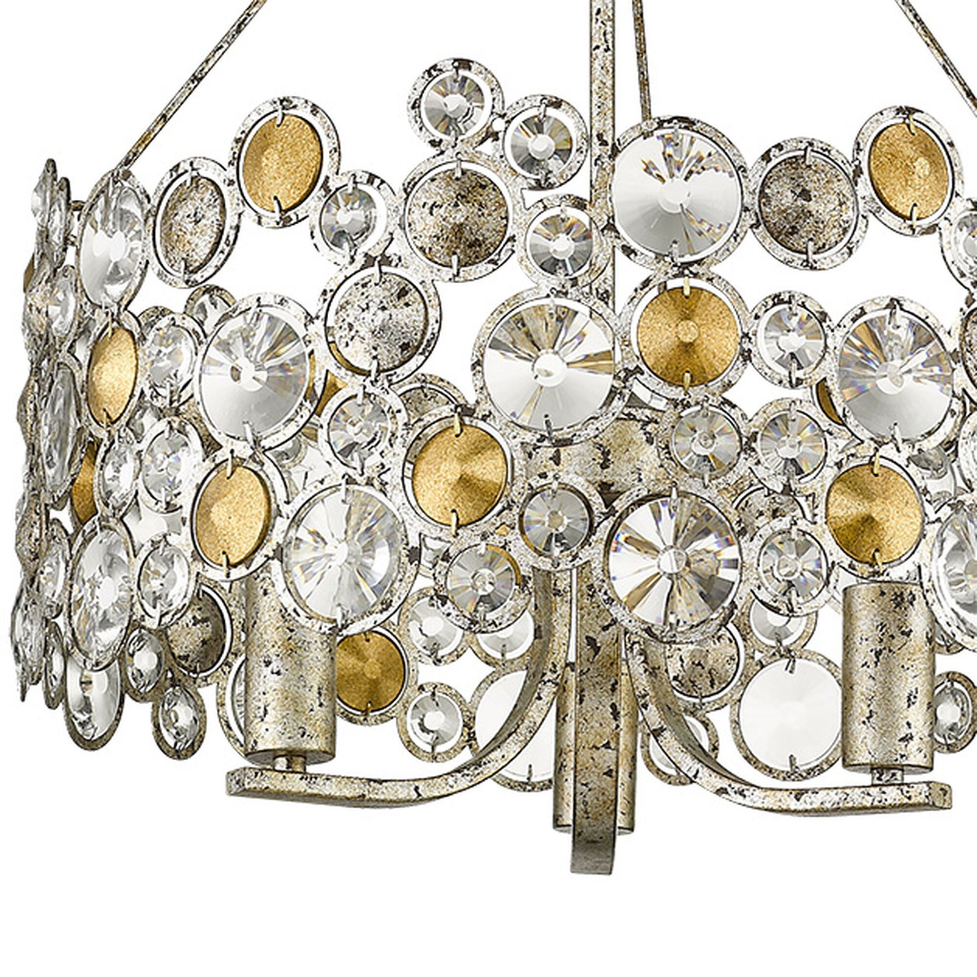 Shown in Antique Silver Leaf finish and -- glass and -- shade