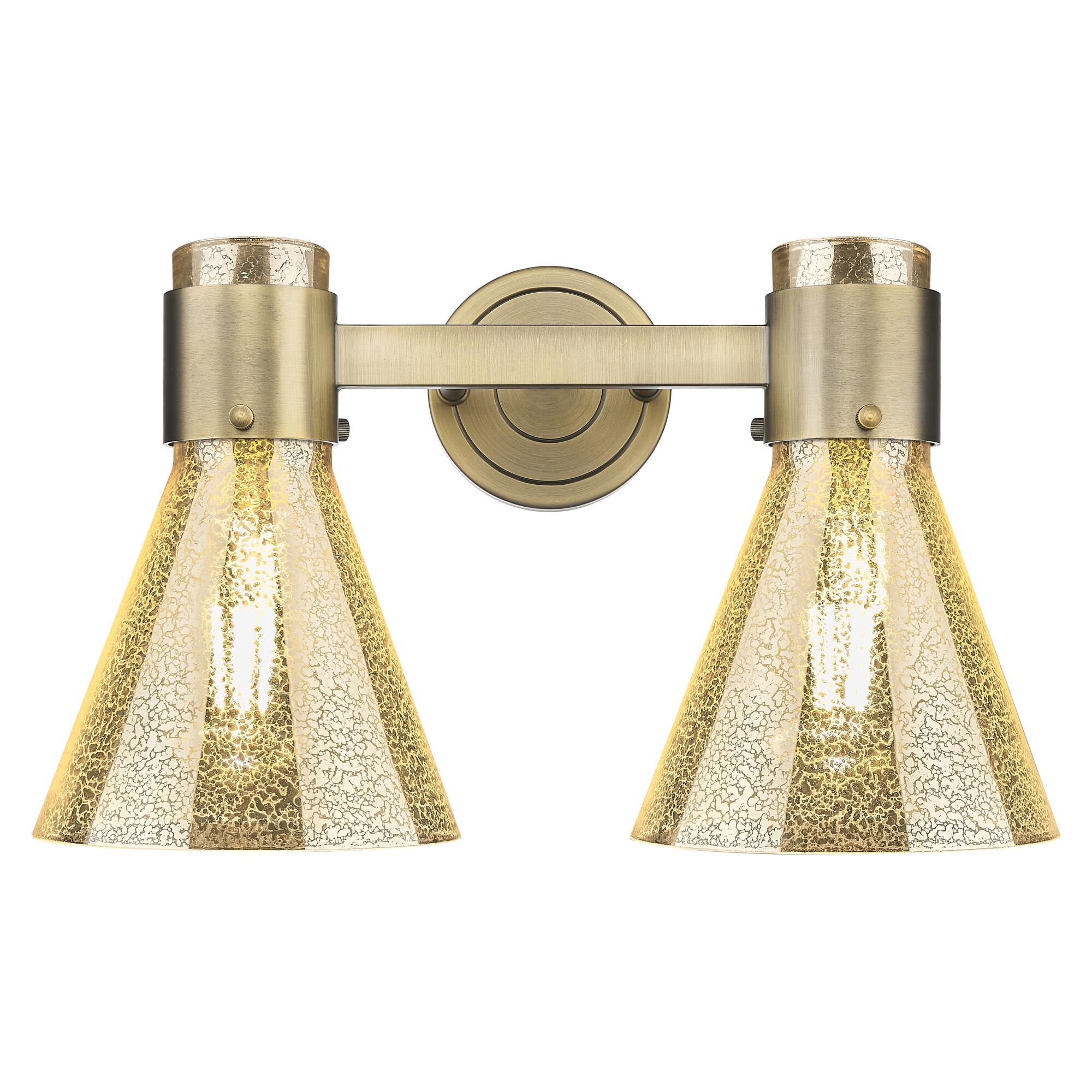 Shown in Brushed Brass finish and Mercury glass