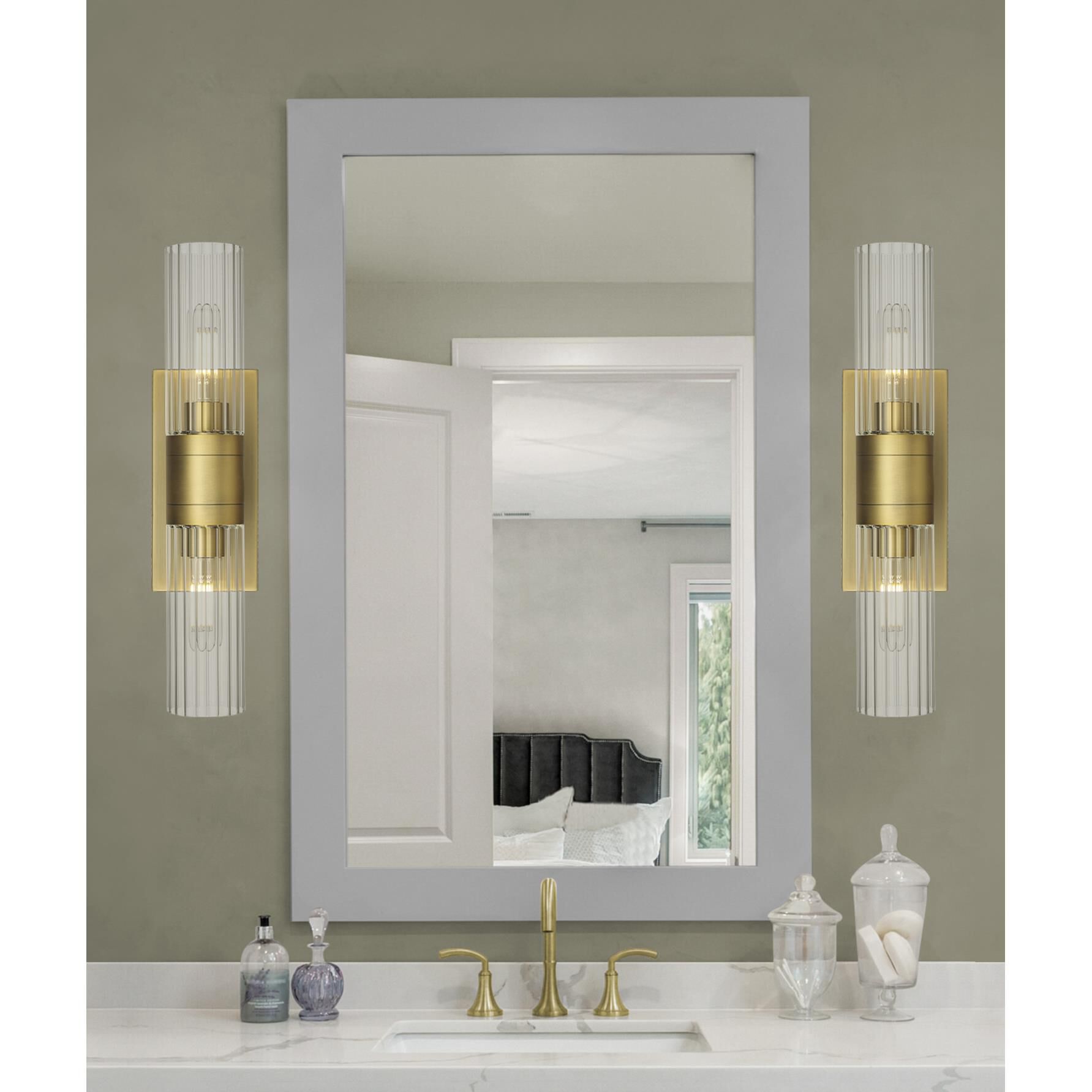 Shown in Brushed Brass finish and Clear glass