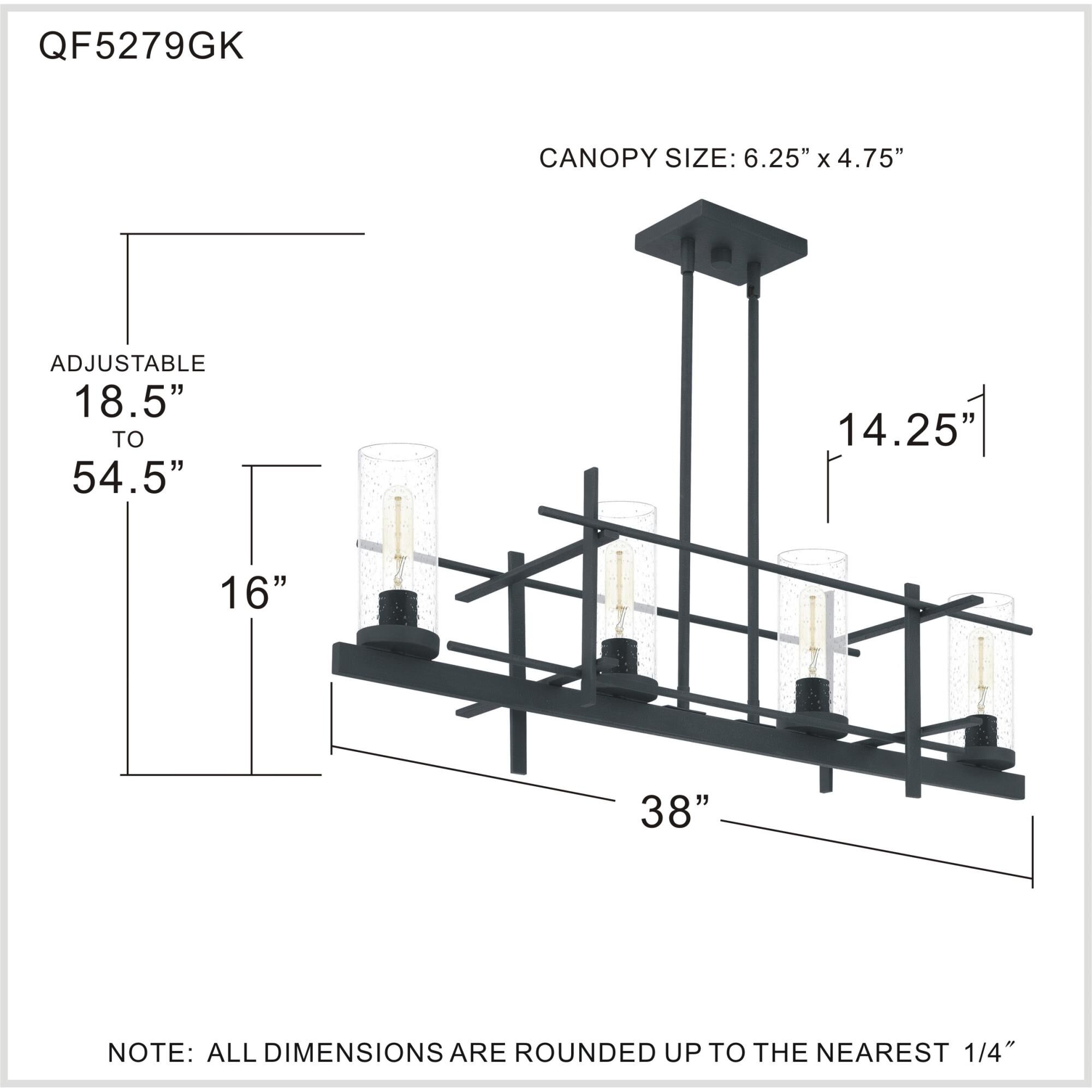 Aura 38 Inch 4 Light Linear Suspension Light by Quoizel