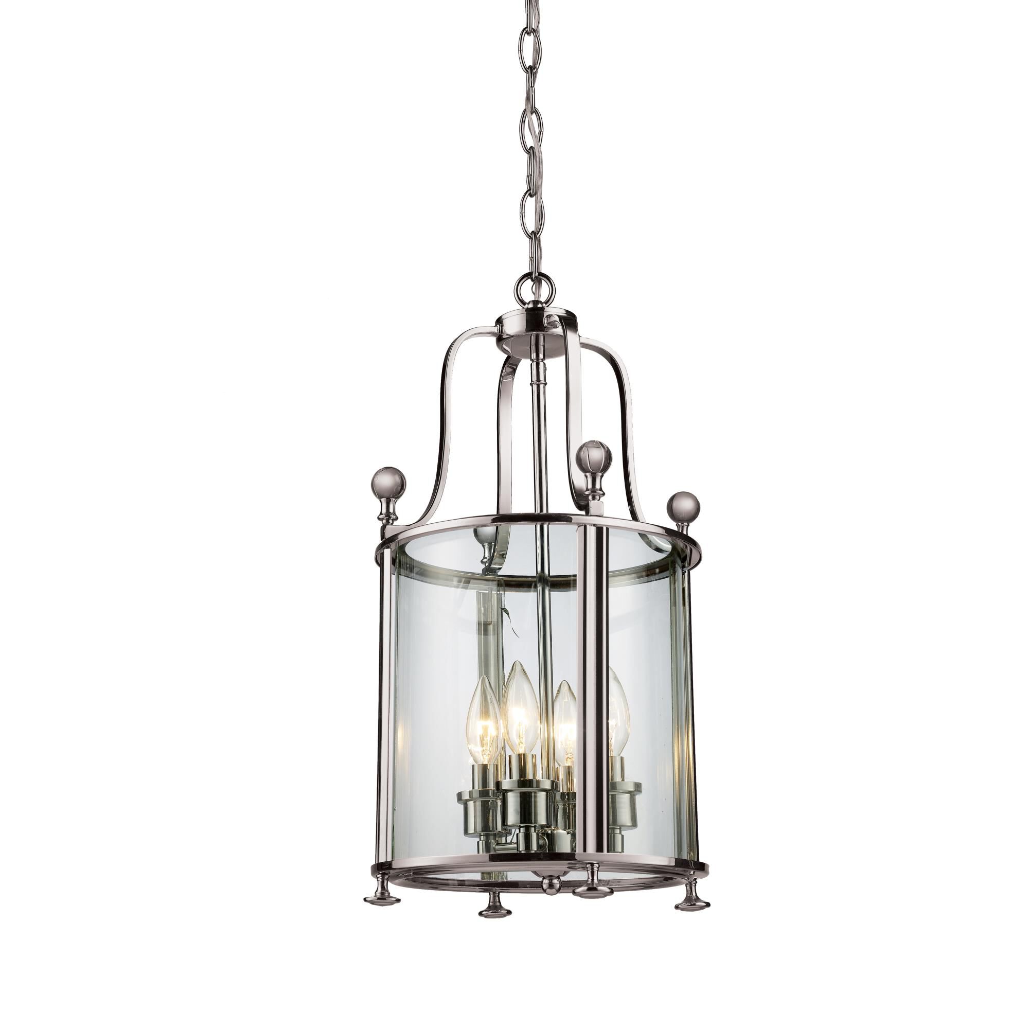 Shown in Brushed Nickel finish and Glass shade