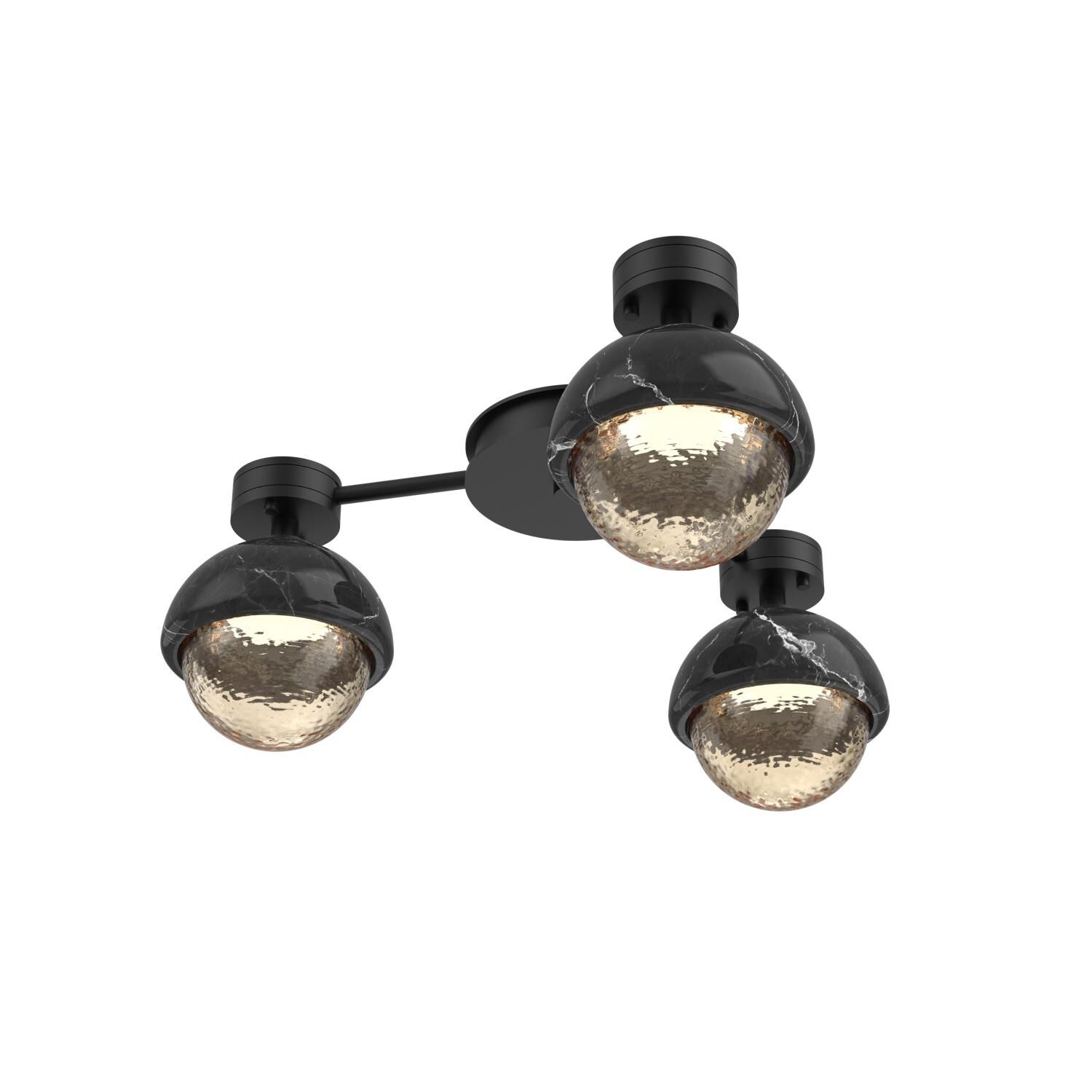Shown in Matte Black finish and Amber glass and Black Marble accent