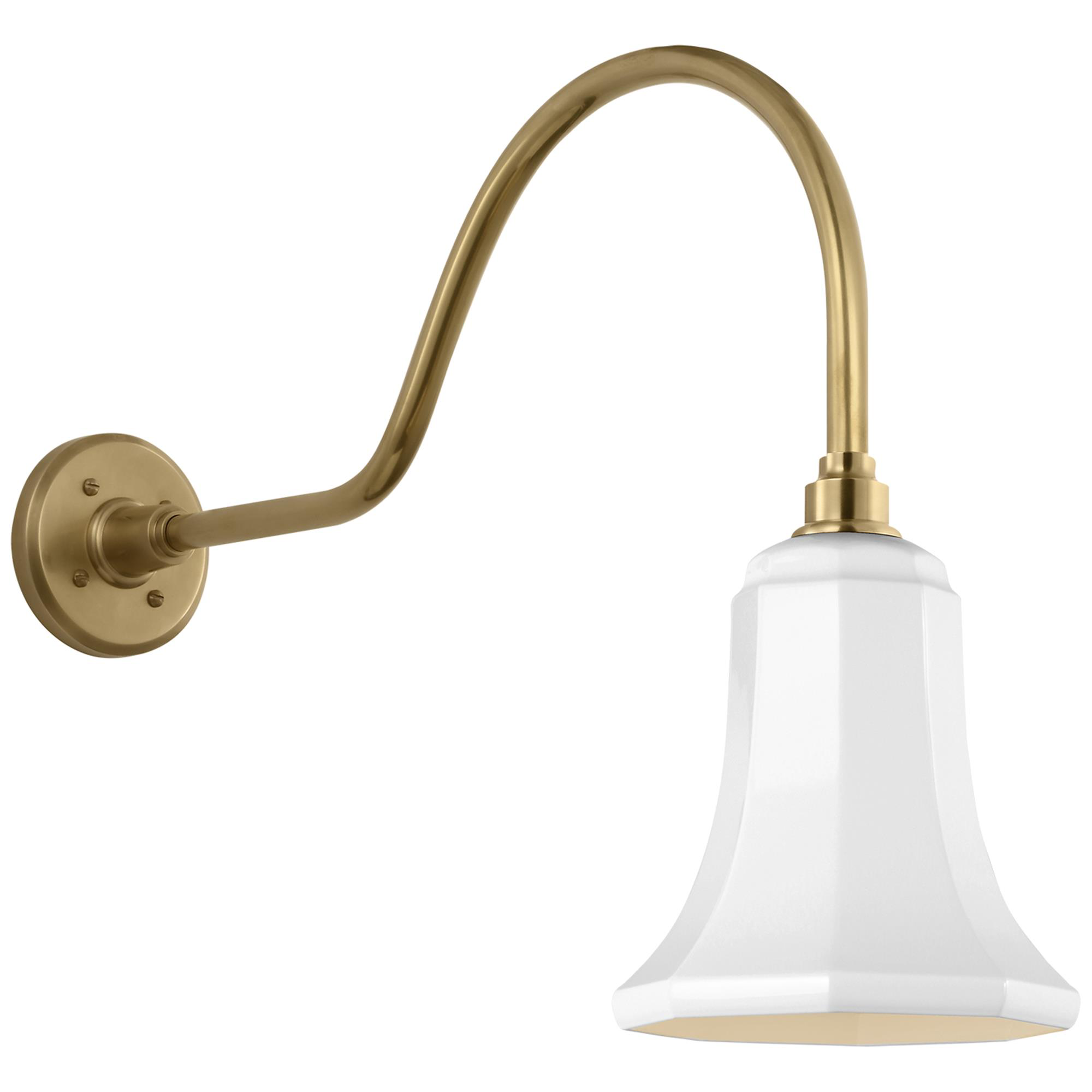 Shown in Hand-Rubbed Antique Brass finish and White Savannah shade