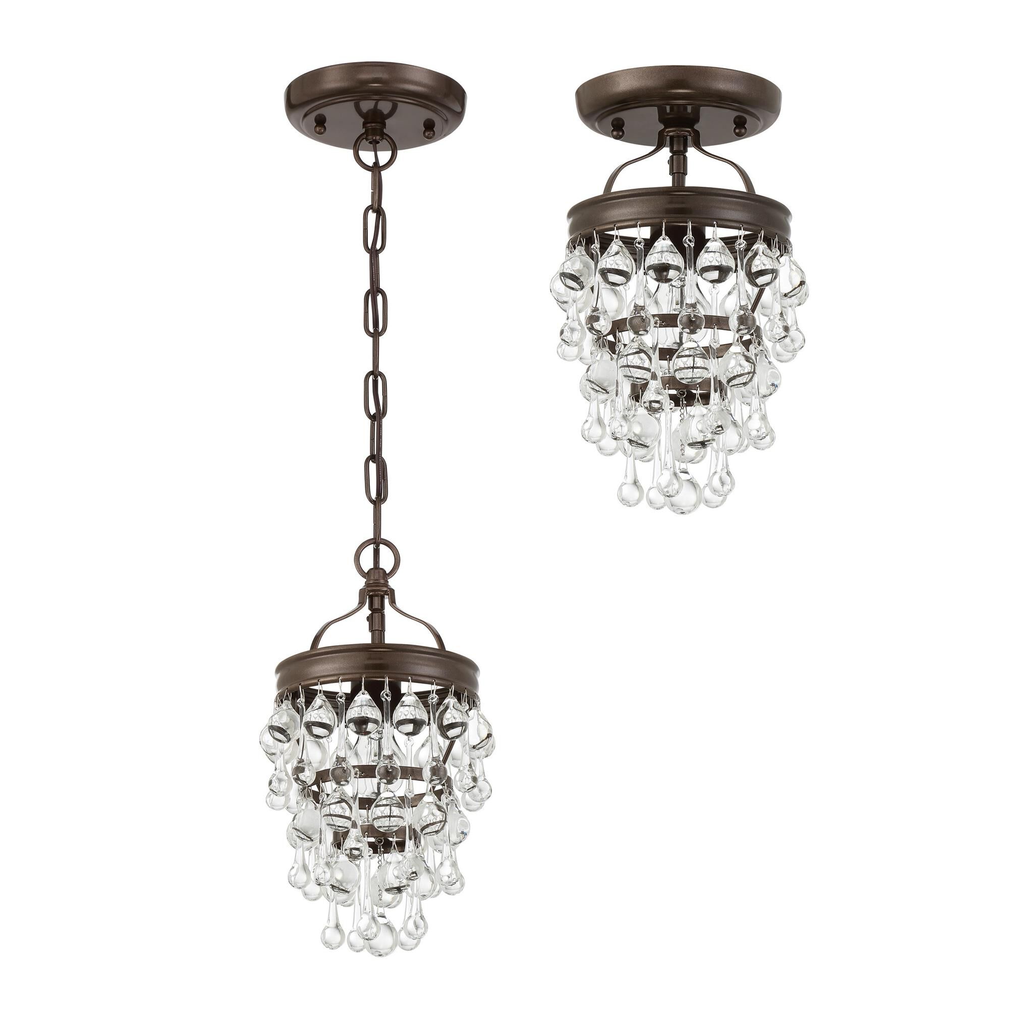 Shown in Vibrant Bronze finish and Clear Glass Drops crystal