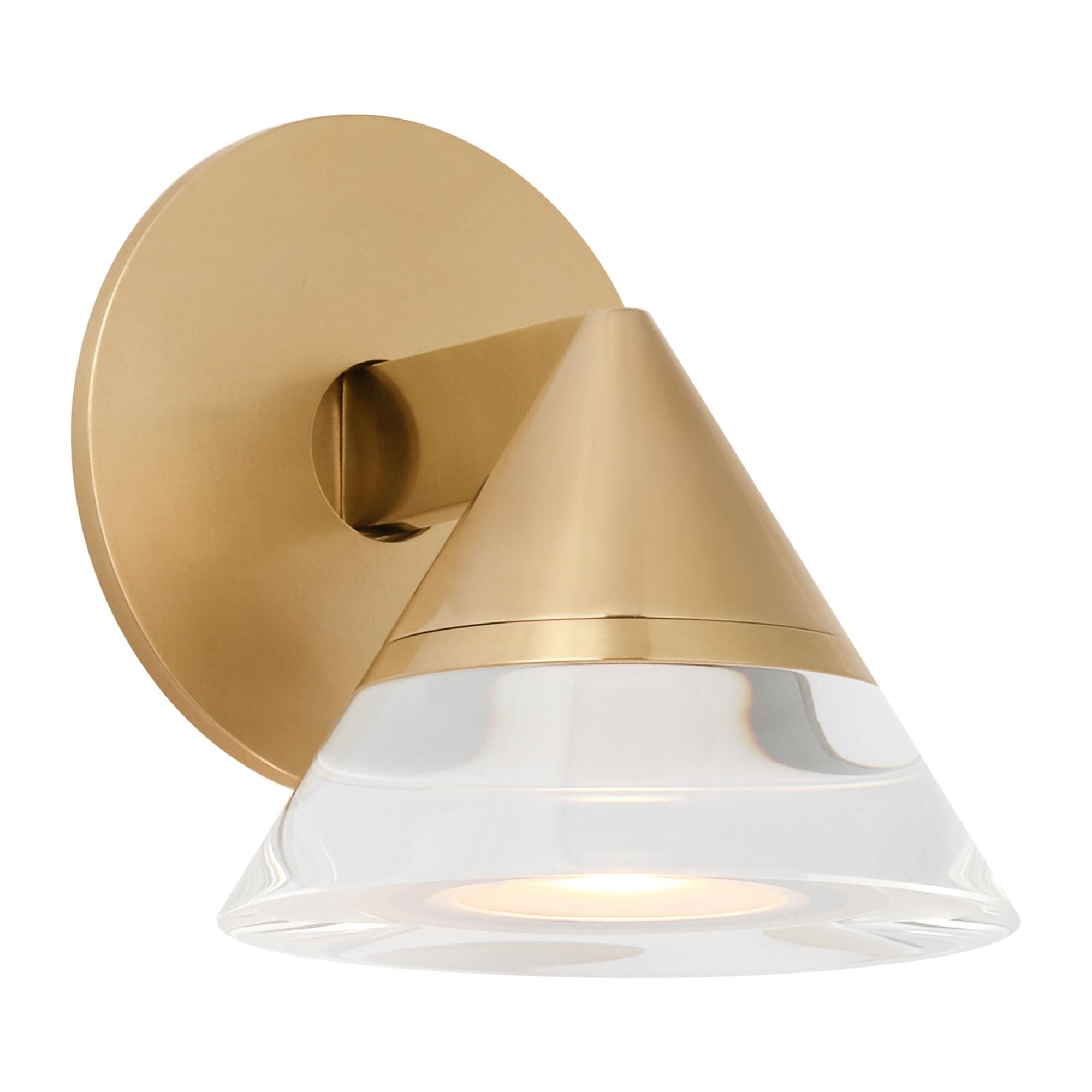 Shown in Hand-Rubbed Antique Brass finish and Crystal glass