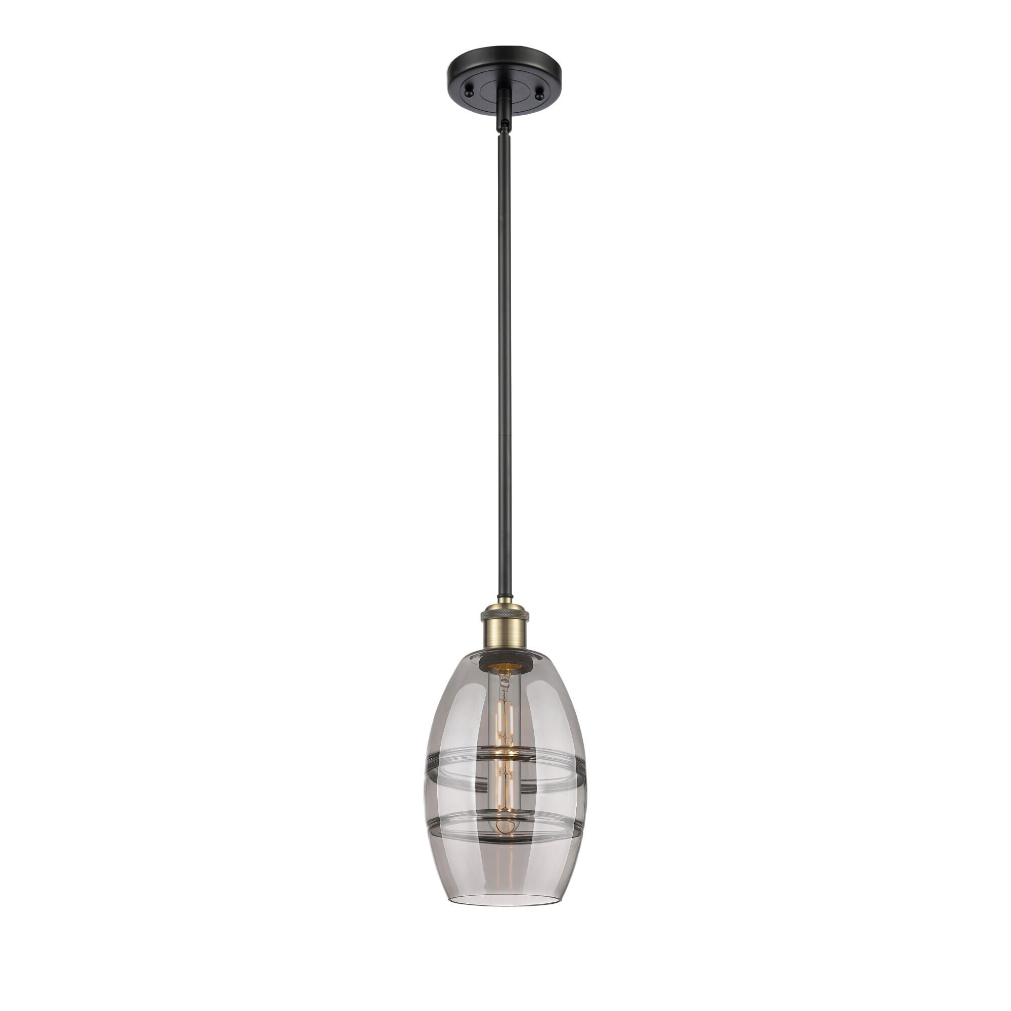 Shown in Black Antique Brass finish and Light Smoke glass