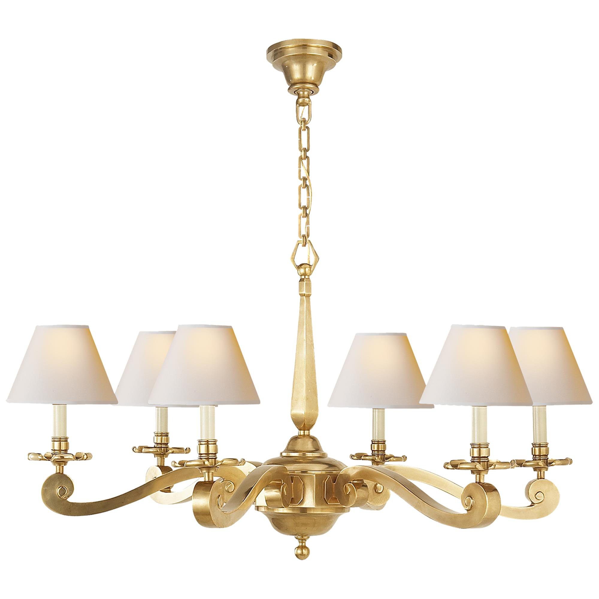Shown in Natural Brass finish and Natural Paper shade