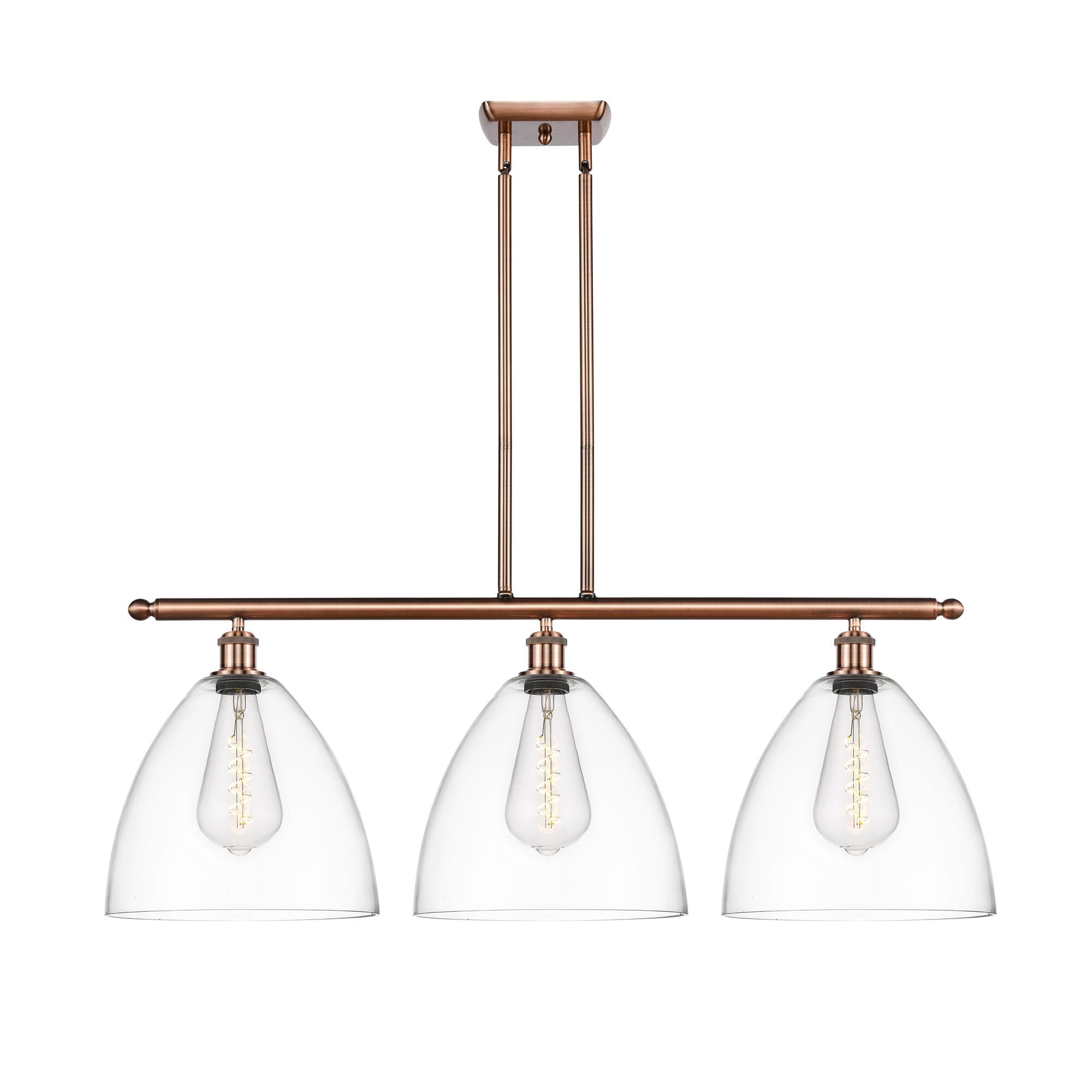 Shown in Antique Copper finish and Cased Matte White Ballston Dome glass and No Shade shade